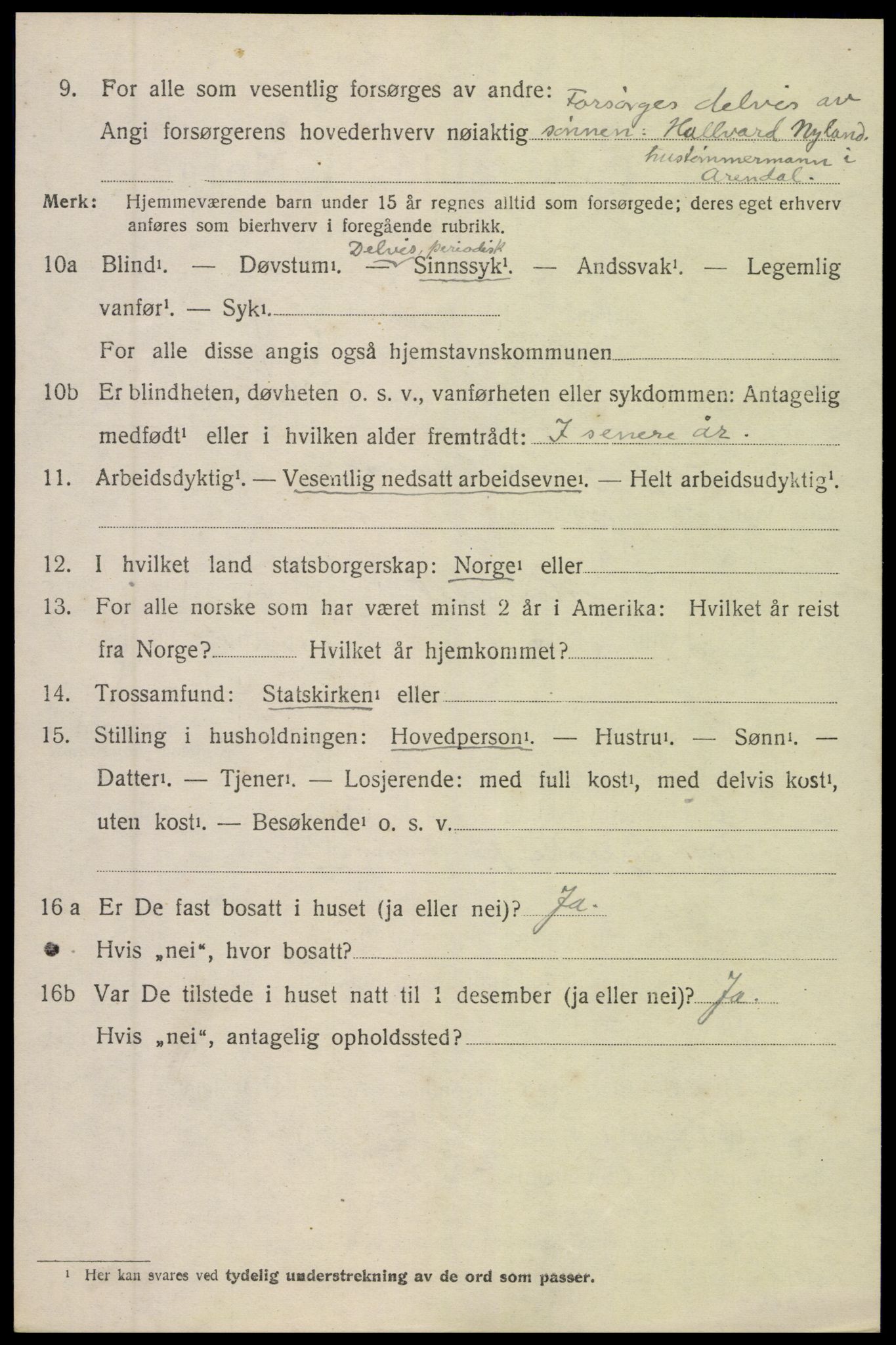 SAK, 1920 census for Øyestad, 1920, p. 3623