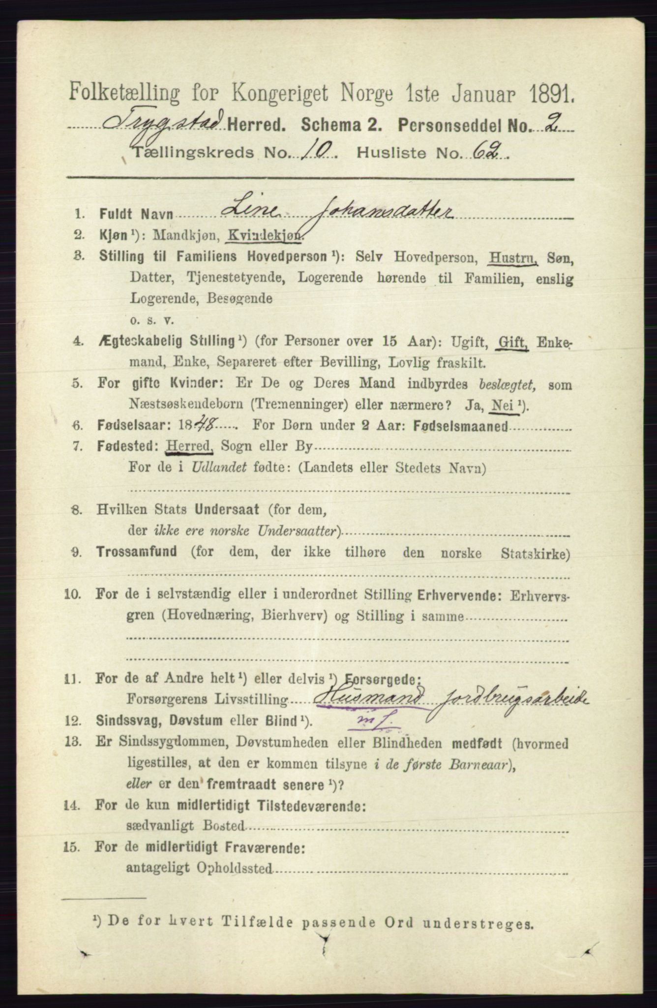 RA, 1891 Census for 0122 Trøgstad, 1891, p. 4638