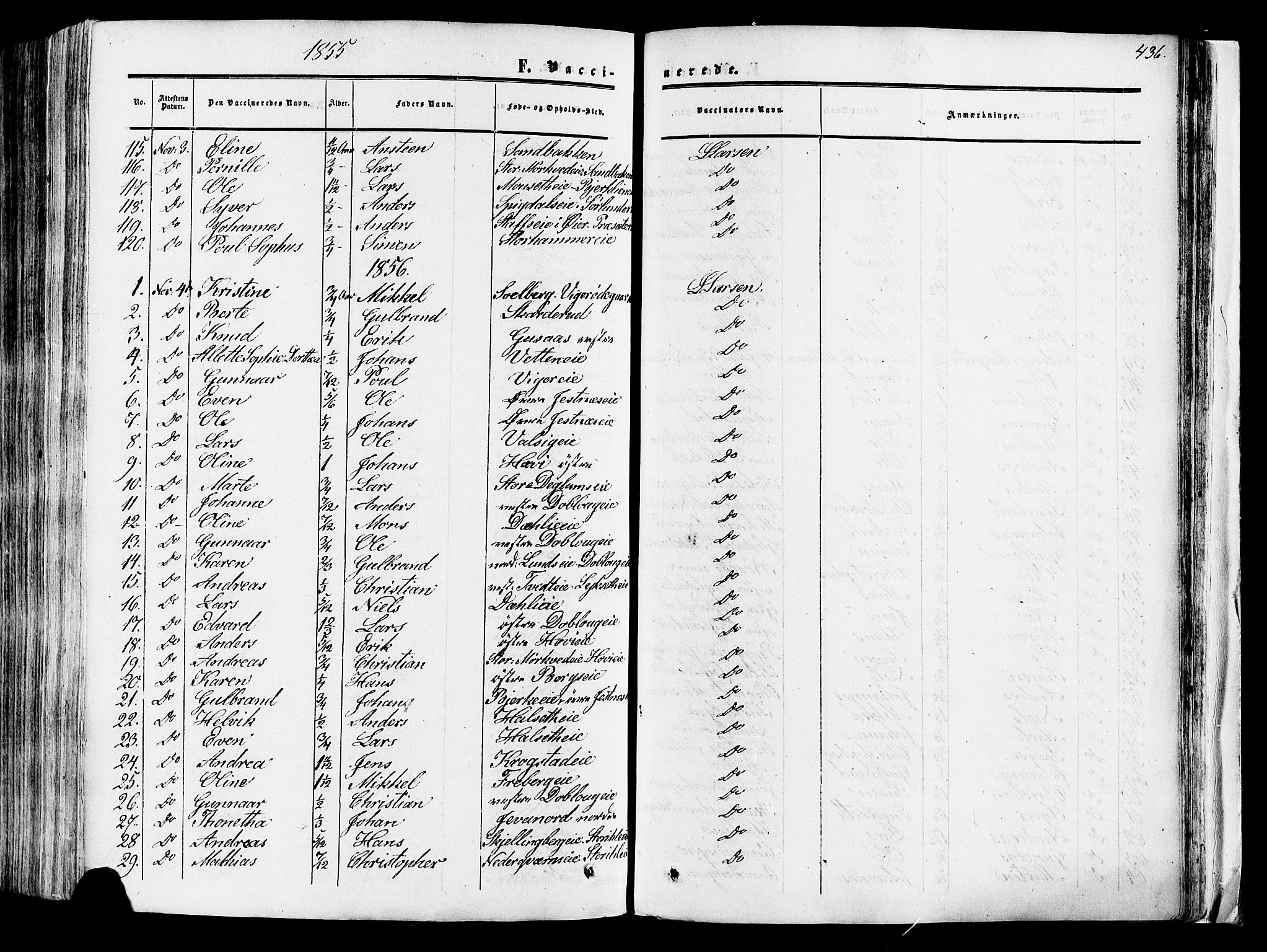 Vang prestekontor, Hedmark, SAH/PREST-008/H/Ha/Haa/L0013: Parish register (official) no. 13, 1855-1879, p. 436