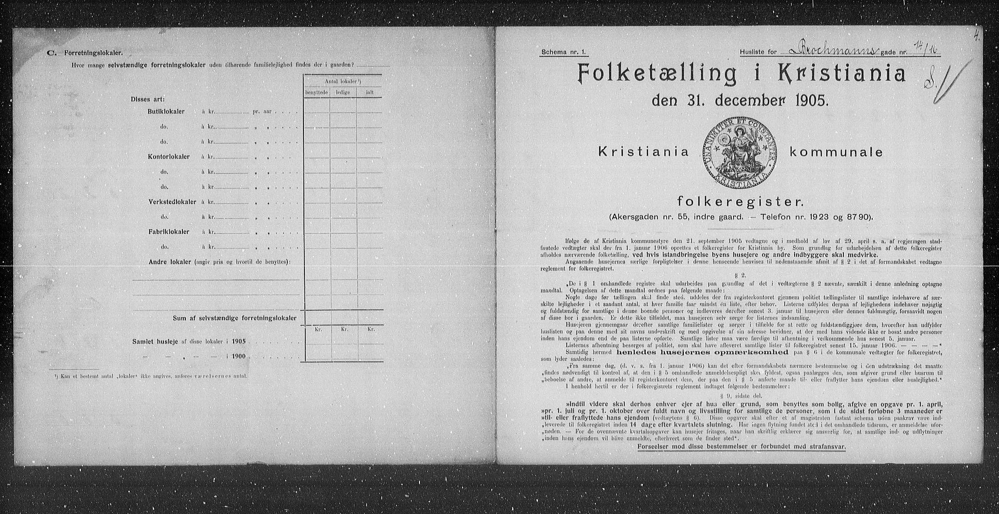 OBA, Municipal Census 1905 for Kristiania, 1905, p. 4874