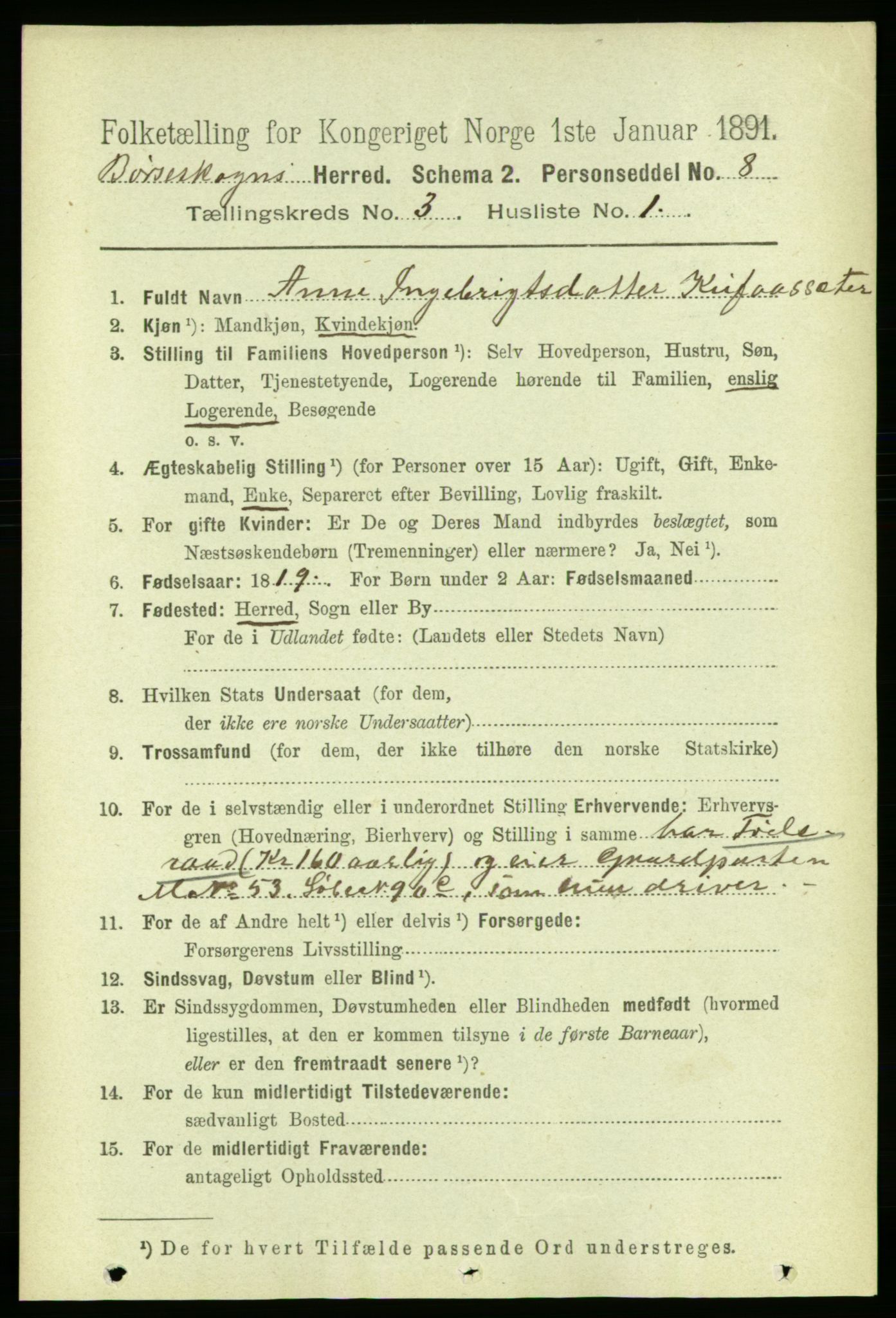 RA, 1891 census for 1657 Børseskogn, 1891, p. 1351