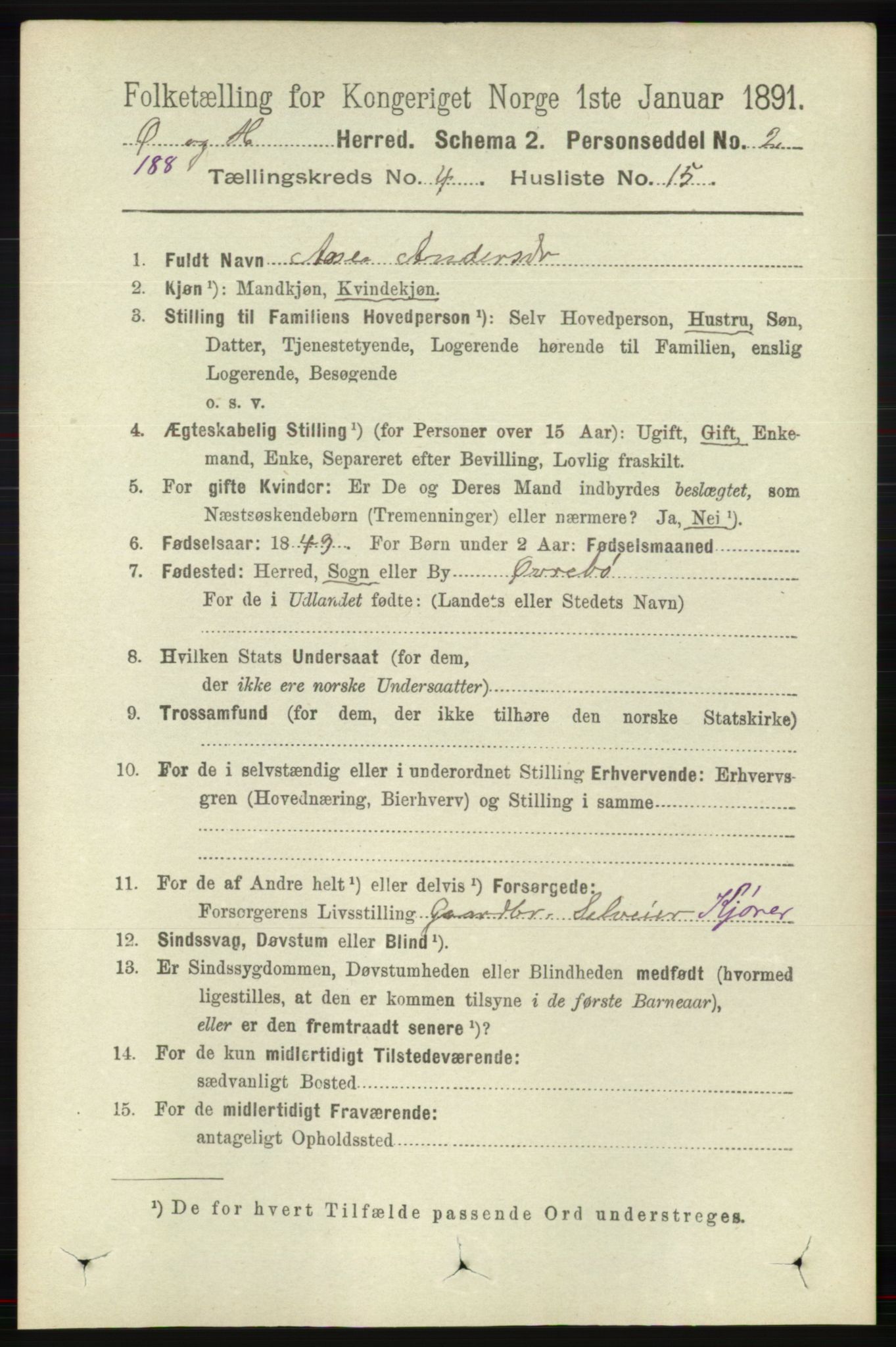 RA, 1891 census for 1016 Øvrebø og Hægeland, 1891, p. 795