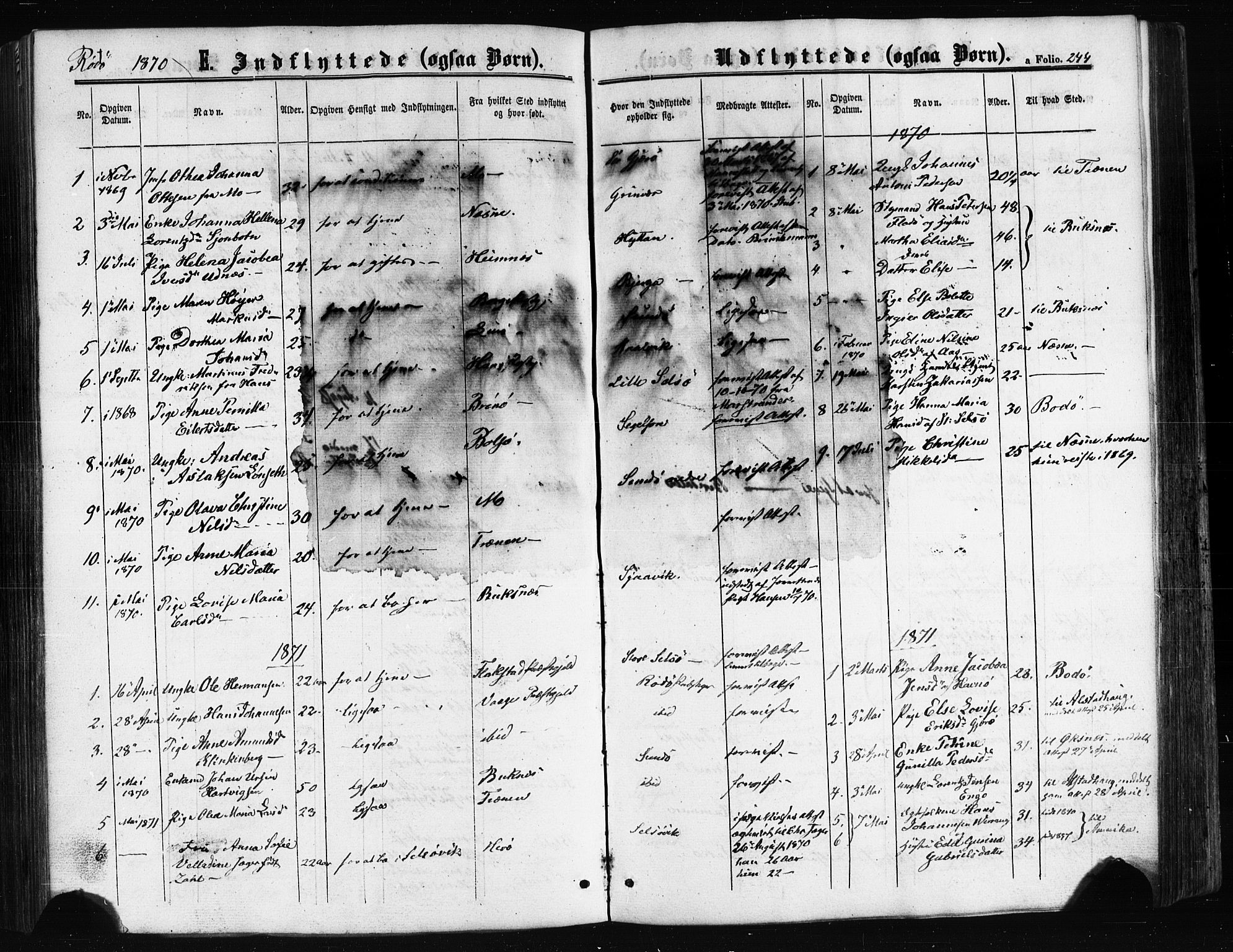 Ministerialprotokoller, klokkerbøker og fødselsregistre - Nordland, SAT/A-1459/841/L0607: Parish register (official) no. 841A11 /1, 1863-1877, p. 244