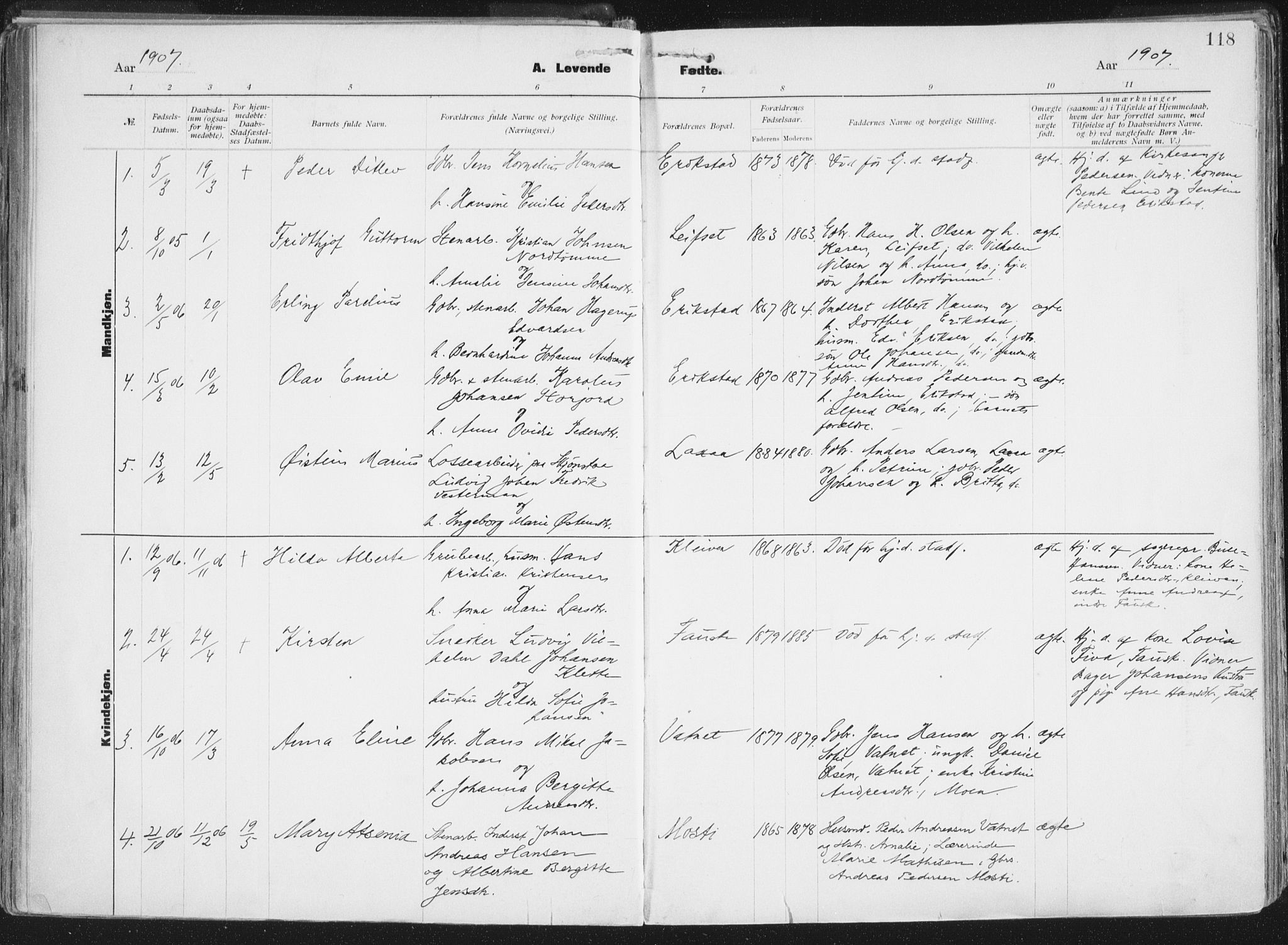 Ministerialprotokoller, klokkerbøker og fødselsregistre - Nordland, SAT/A-1459/849/L0696: Parish register (official) no. 849A08, 1898-1910, p. 118