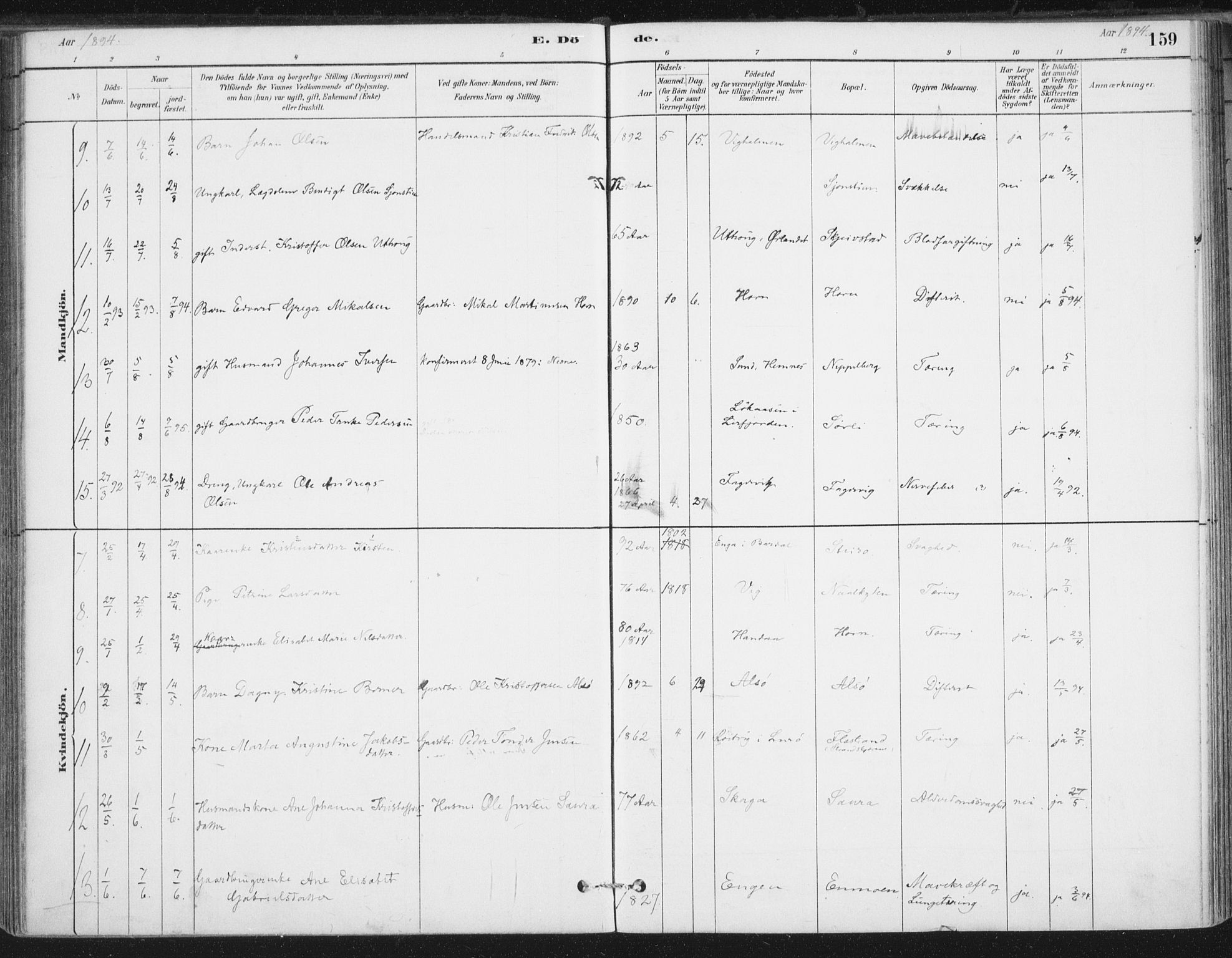 Ministerialprotokoller, klokkerbøker og fødselsregistre - Nordland, AV/SAT-A-1459/838/L0553: Parish register (official) no. 838A11, 1880-1910, p. 159