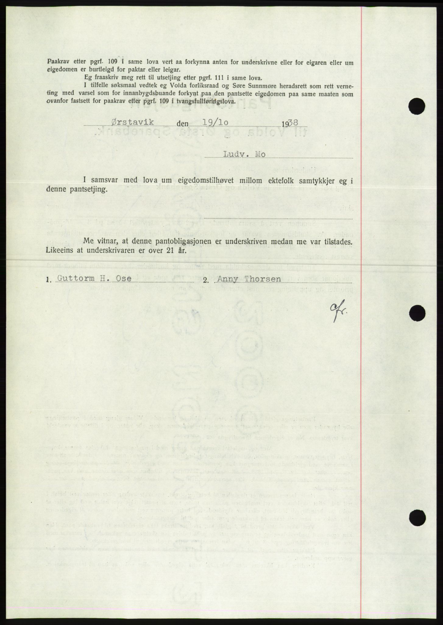 Søre Sunnmøre sorenskriveri, AV/SAT-A-4122/1/2/2C/L0066: Mortgage book no. 60, 1938-1938, Diary no: : 1569/1938