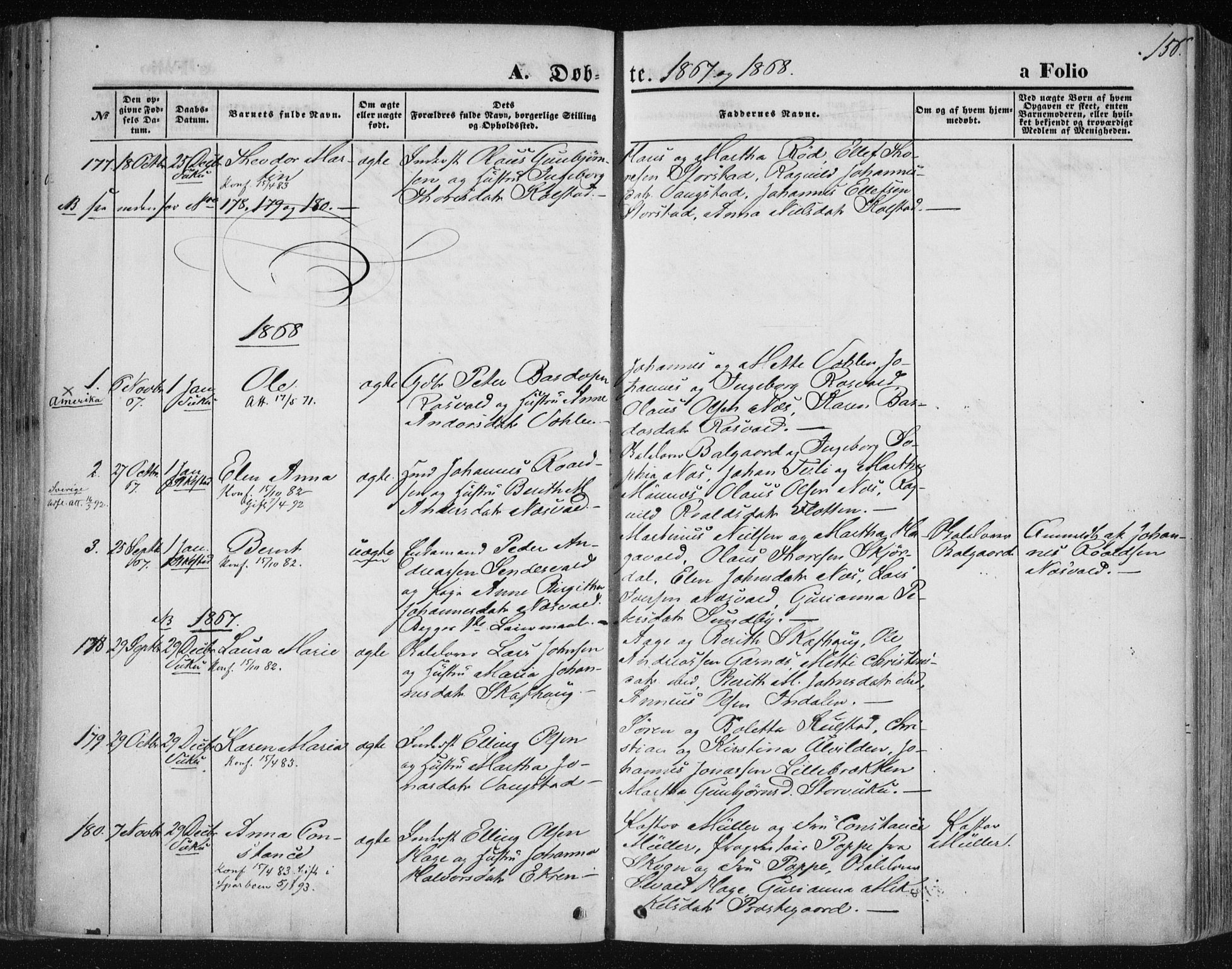 Ministerialprotokoller, klokkerbøker og fødselsregistre - Nord-Trøndelag, SAT/A-1458/723/L0241: Parish register (official) no. 723A10, 1860-1869, p. 156