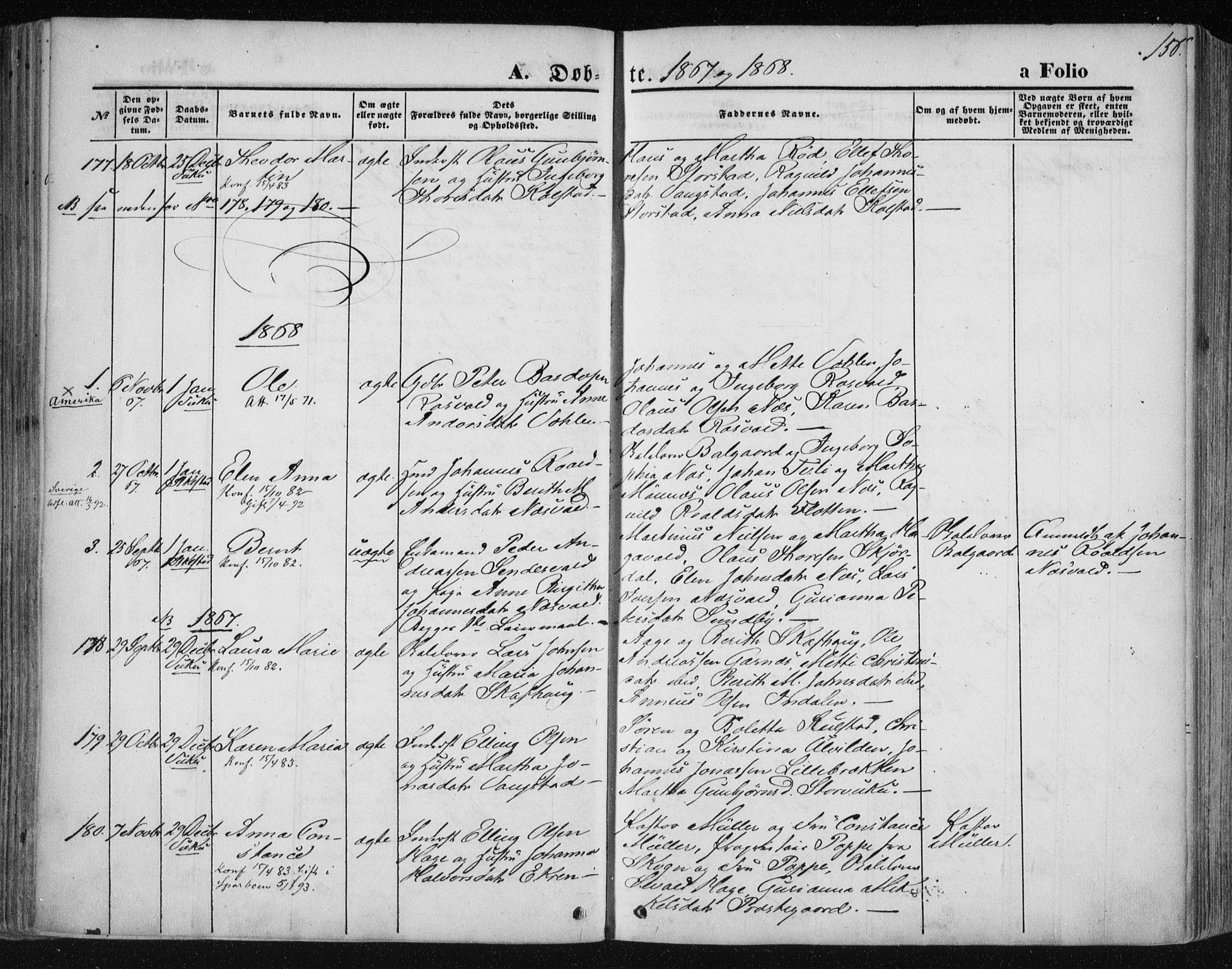 Ministerialprotokoller, klokkerbøker og fødselsregistre - Nord-Trøndelag, AV/SAT-A-1458/723/L0241: Parish register (official) no. 723A10, 1860-1869, p. 156