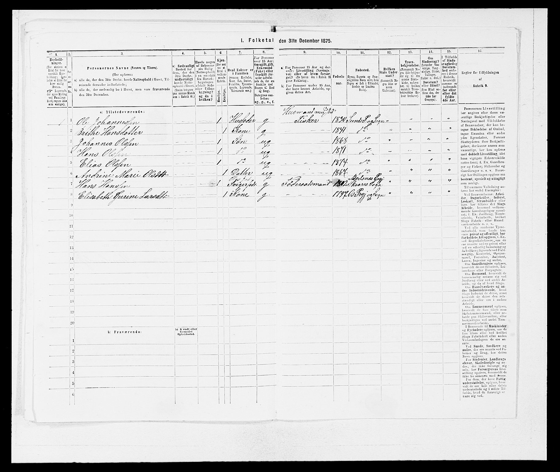 SAB, 1875 census for 1245P Sund, 1875, p. 327