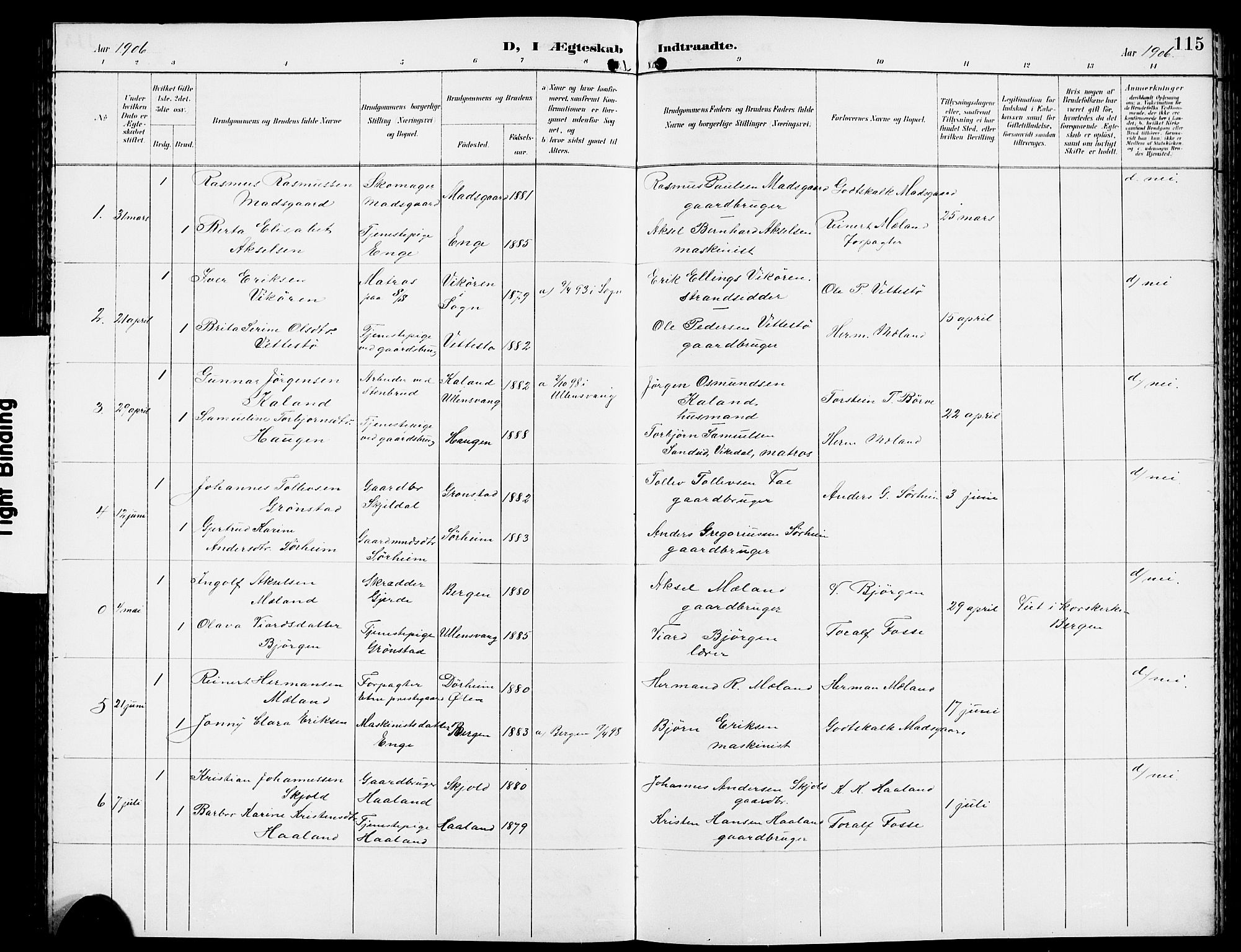 Etne sokneprestembete, SAB/A-75001/H/Hab: Parish register (copy) no. A 6, 1897-1924, p. 115