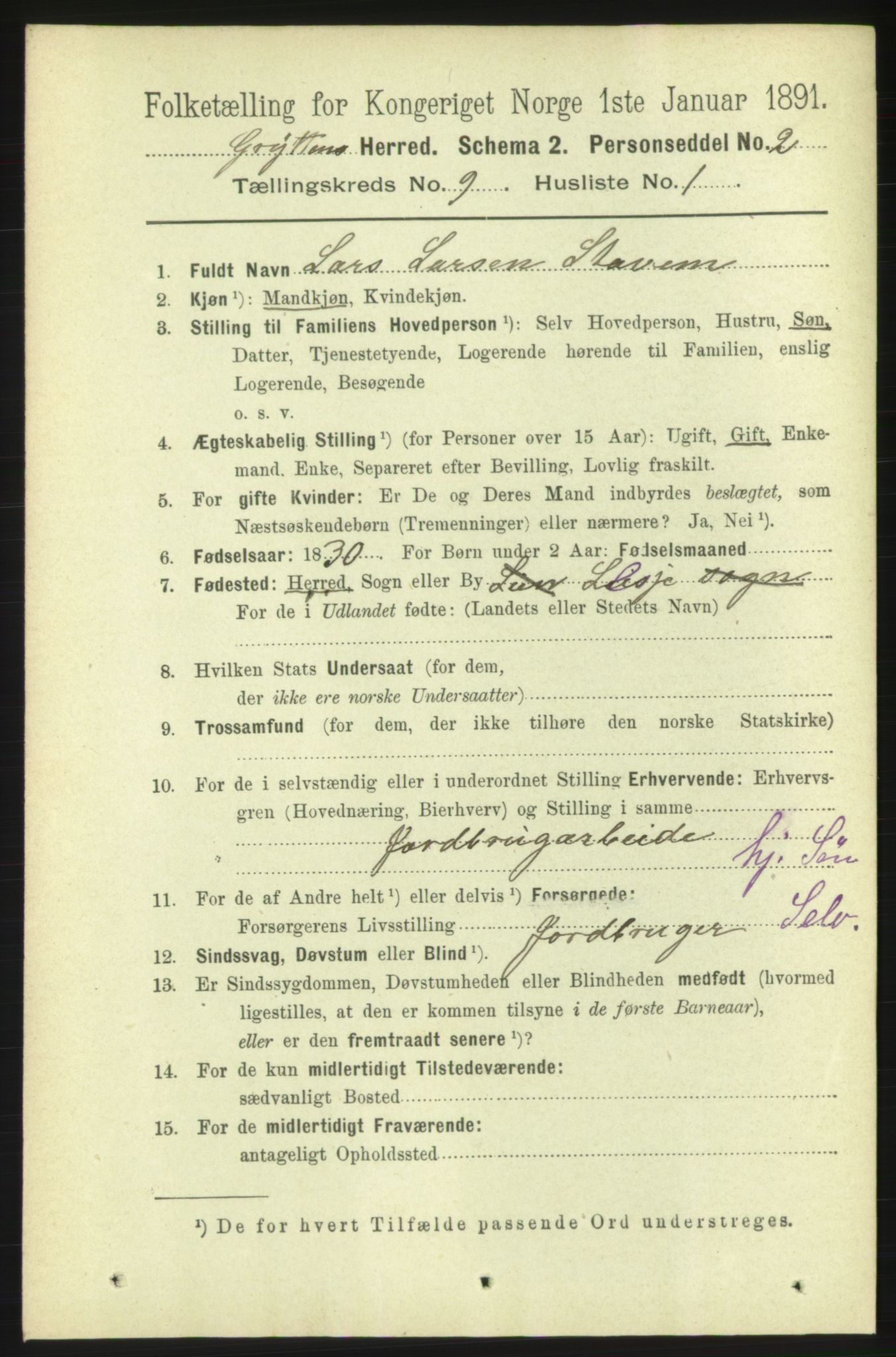 RA, 1891 census for 1539 Grytten, 1891, p. 3363