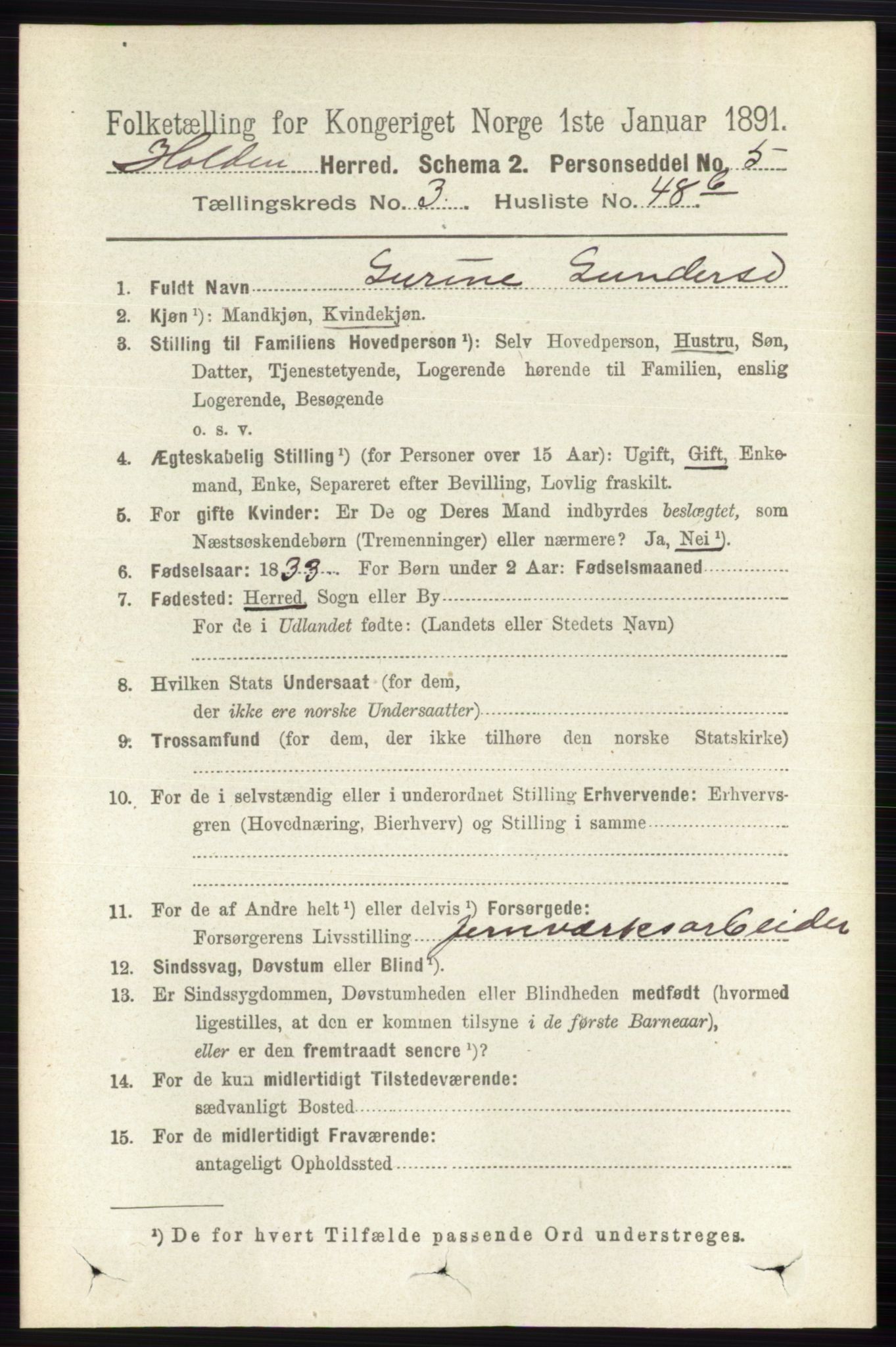 RA, 1891 census for 0819 Holla, 1891, p. 1886