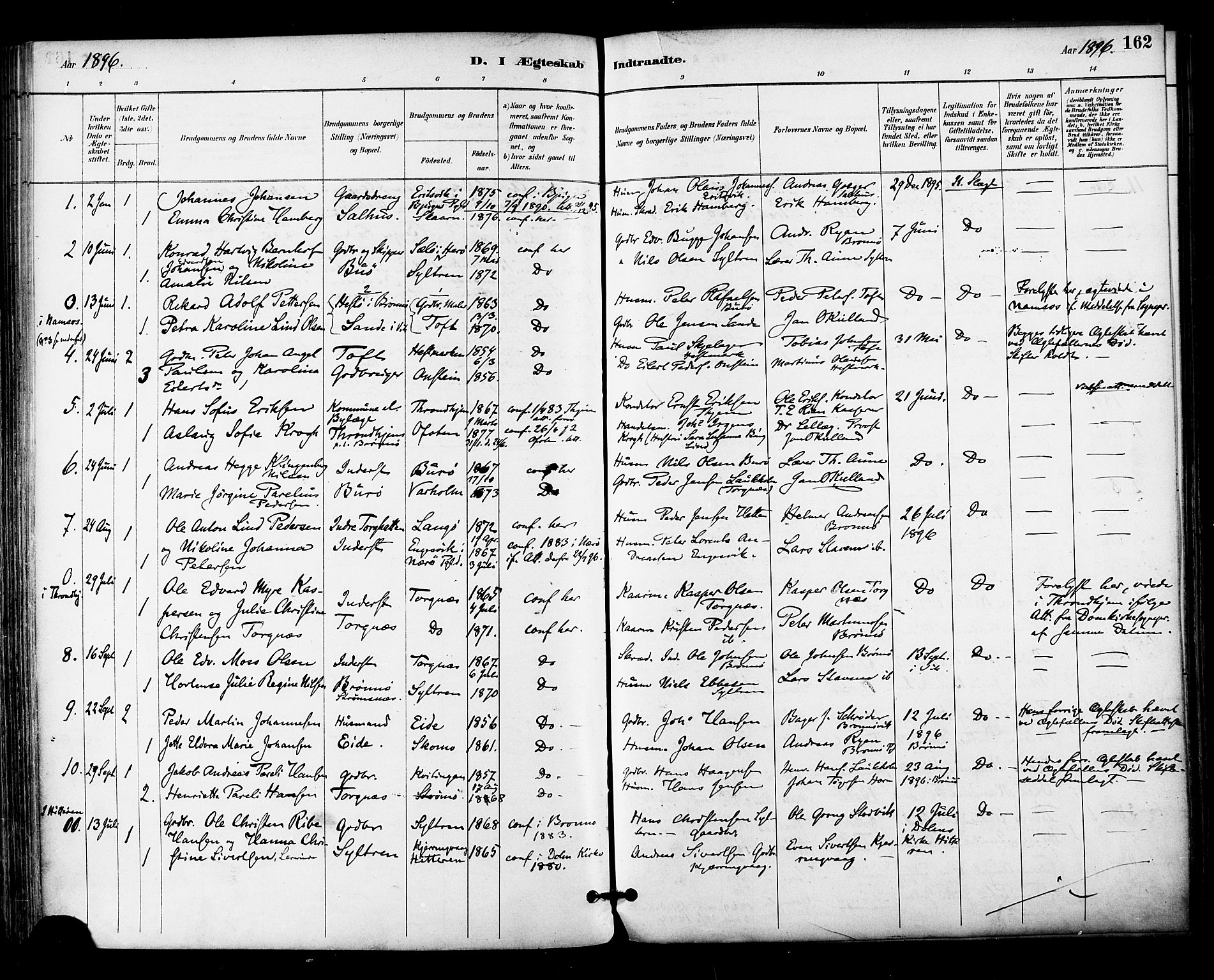 Ministerialprotokoller, klokkerbøker og fødselsregistre - Nordland, SAT/A-1459/813/L0200: Parish register (official) no. 813A10, 1886-1900, p. 162