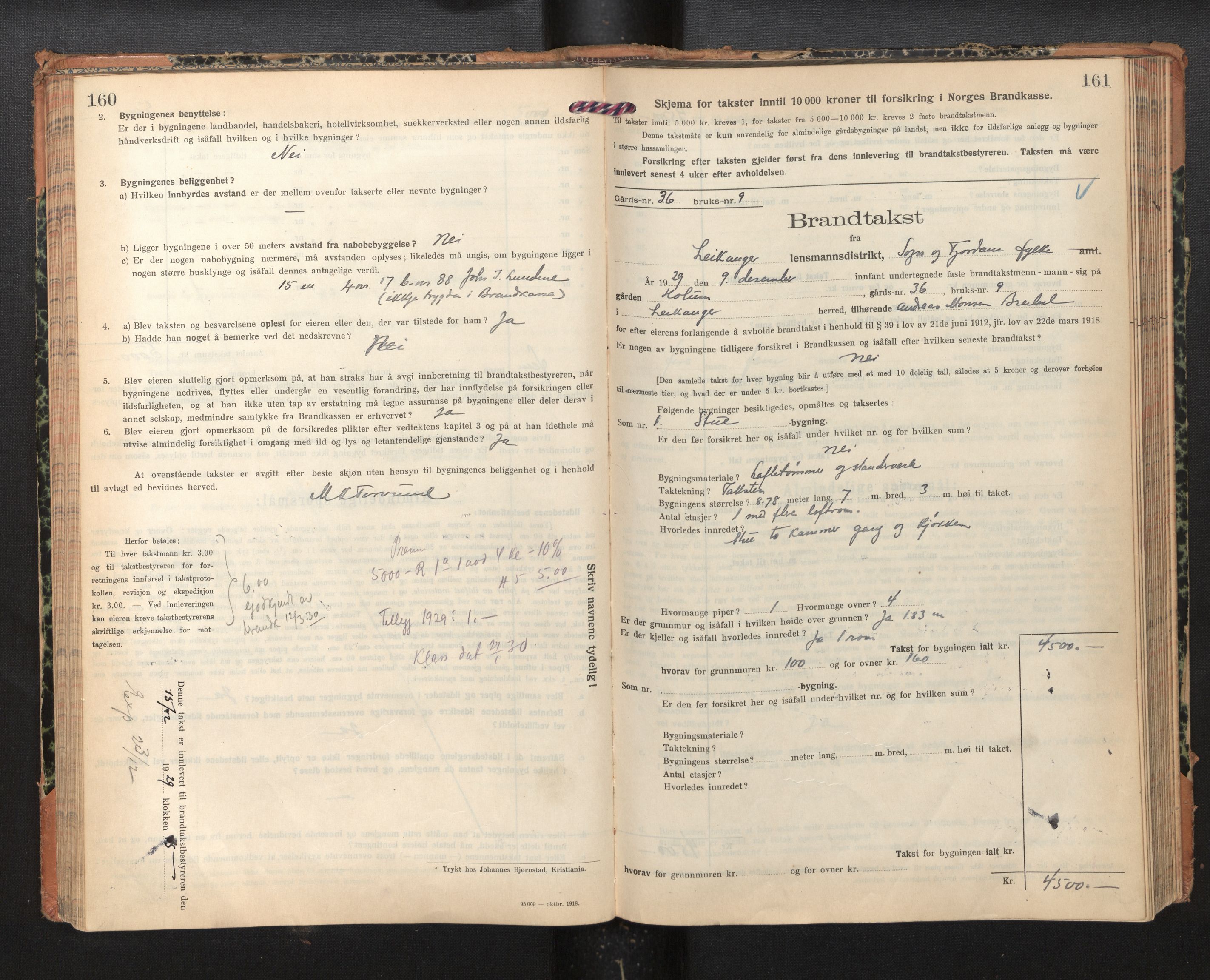 Lensmannen i Leikanger, AV/SAB-A-29201/0012/L0007: Branntakstprotokoll, skjematakst, 1926-1936, p. 160-161