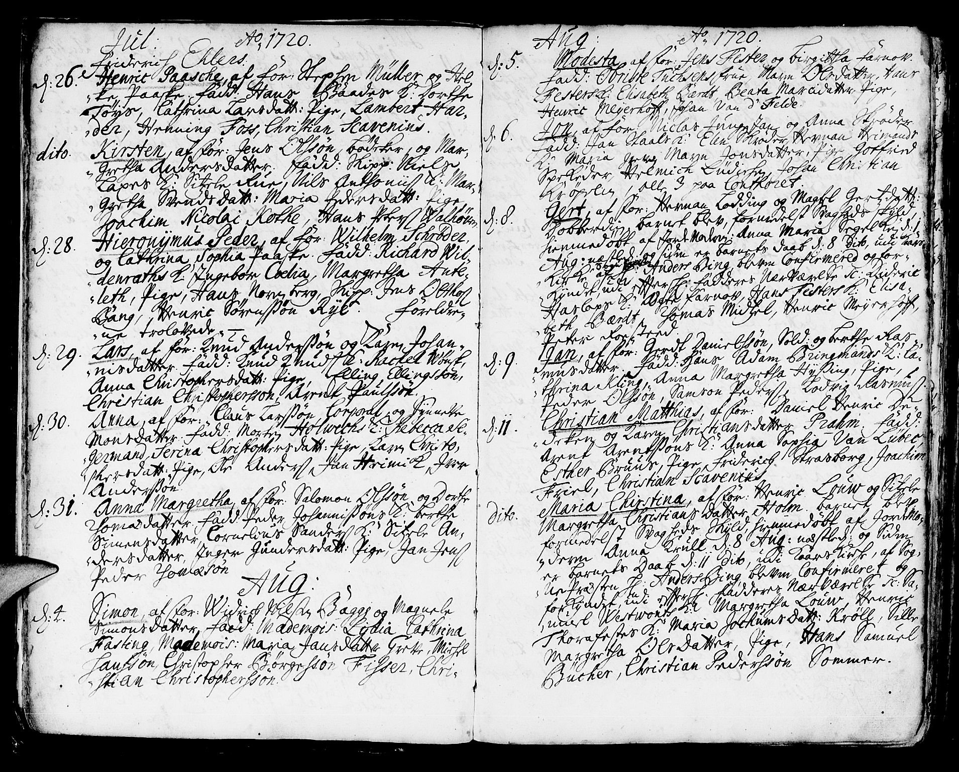 Korskirken sokneprestembete, SAB/A-76101/H/Haa/L0004: Parish register (official) no. A 4, 1720-1750, p. 5
