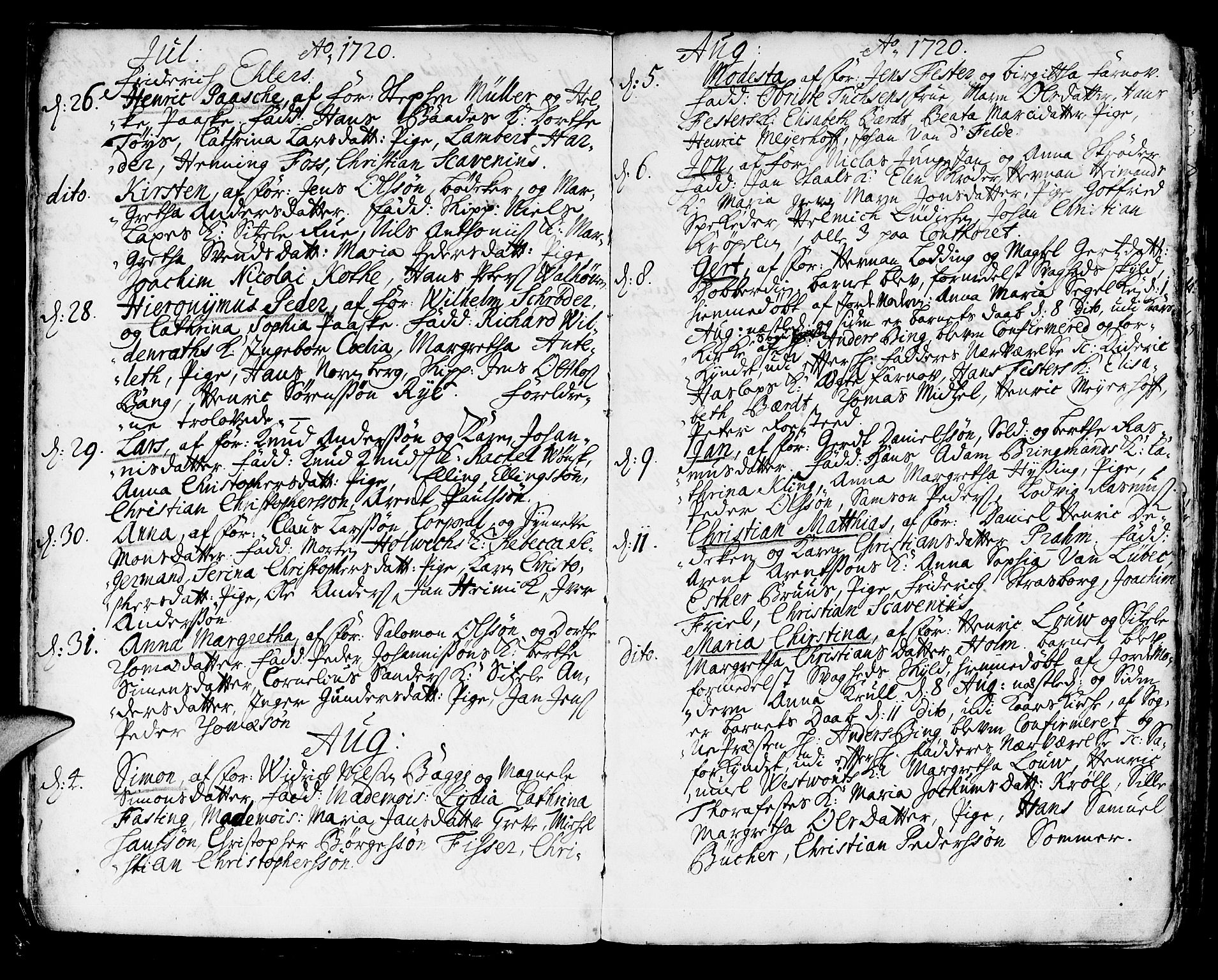Korskirken sokneprestembete, AV/SAB-A-76101/H/Haa/L0004: Parish register (official) no. A 4, 1720-1750, p. 5