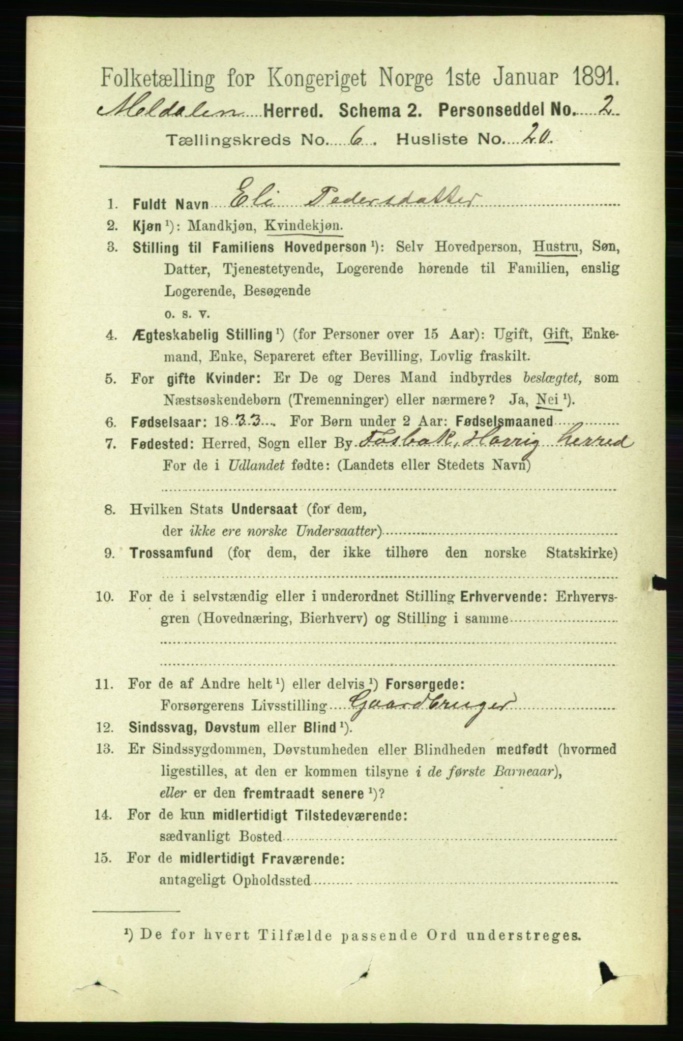 RA, 1891 census for 1636 Meldal, 1891, p. 2994