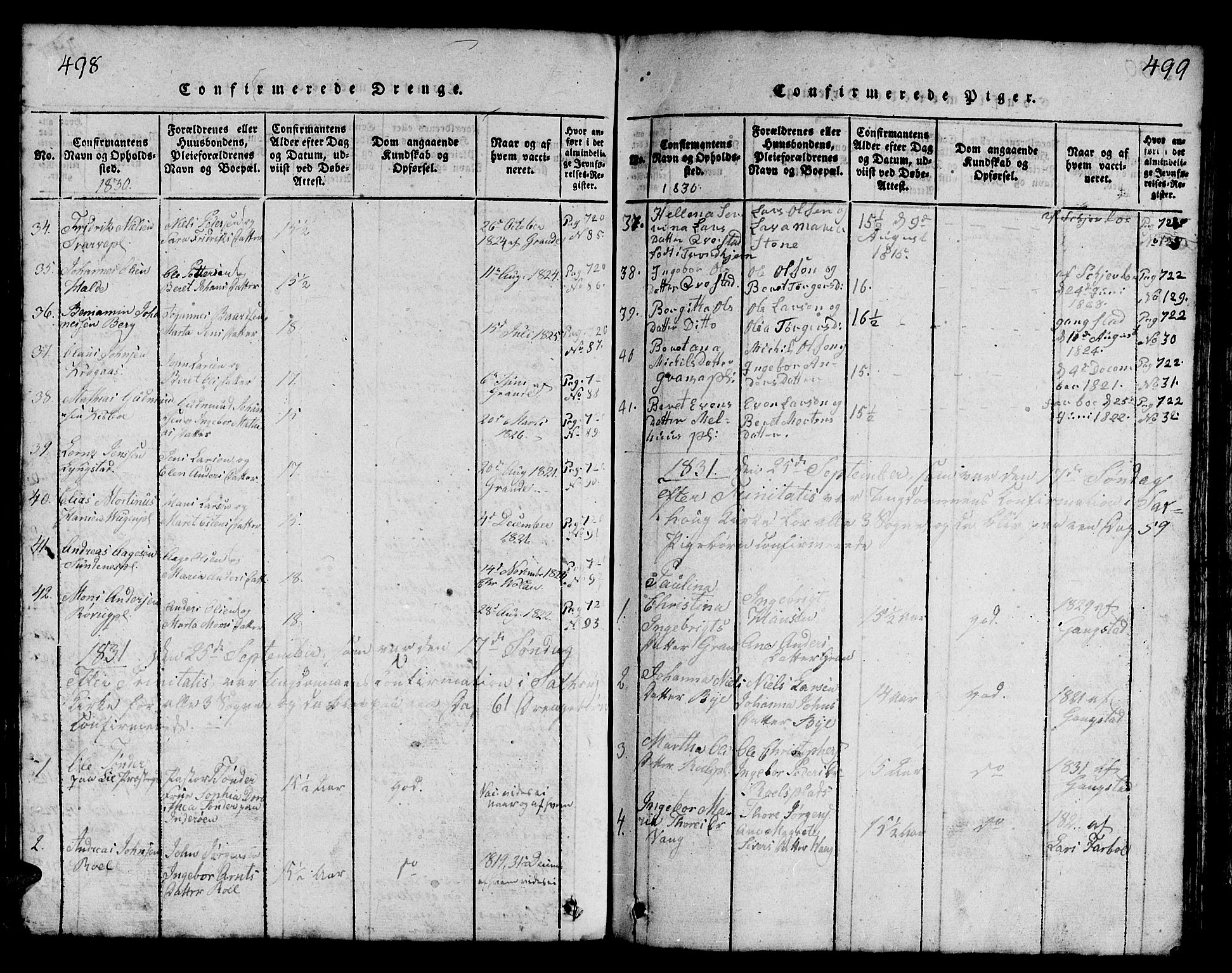 Ministerialprotokoller, klokkerbøker og fødselsregistre - Nord-Trøndelag, SAT/A-1458/730/L0298: Parish register (copy) no. 730C01, 1816-1849, p. 498-499