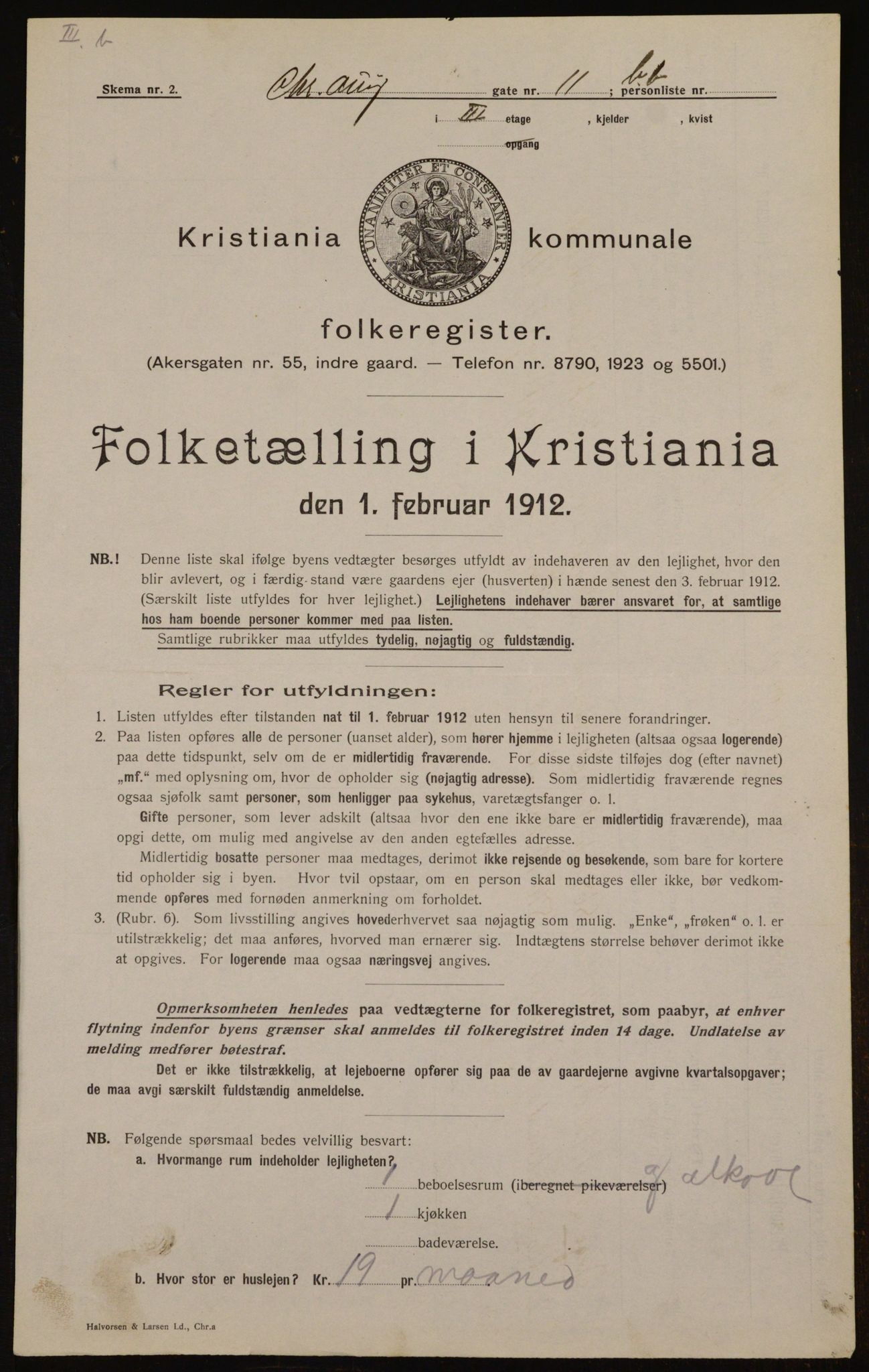 OBA, Municipal Census 1912 for Kristiania, 1912, p. 54290