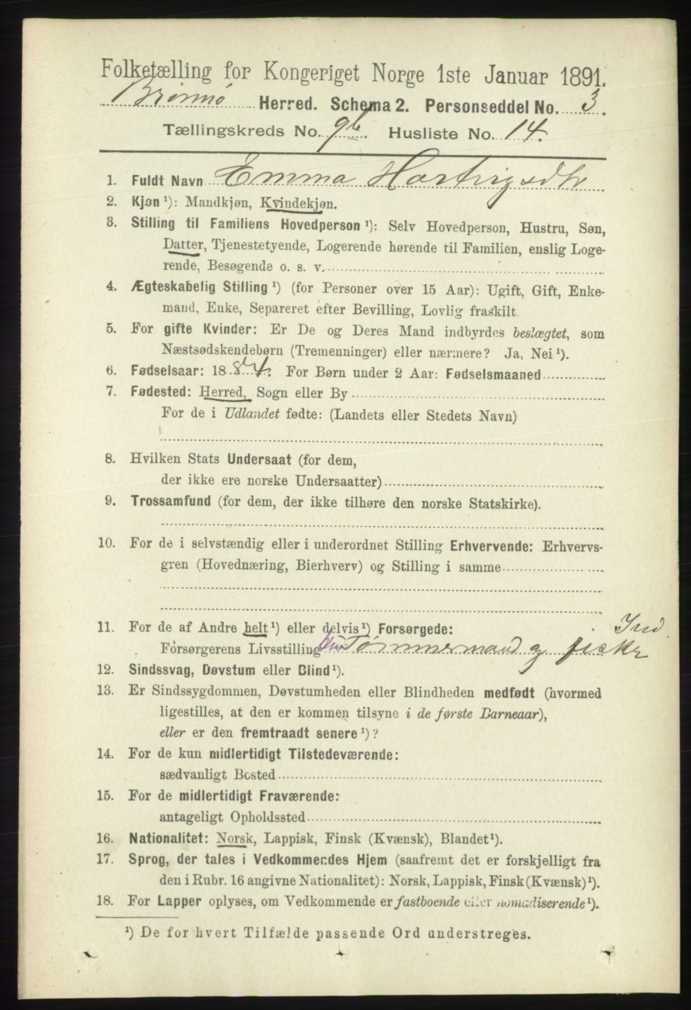 RA, 1891 census for 1814 Brønnøy, 1891, p. 5501