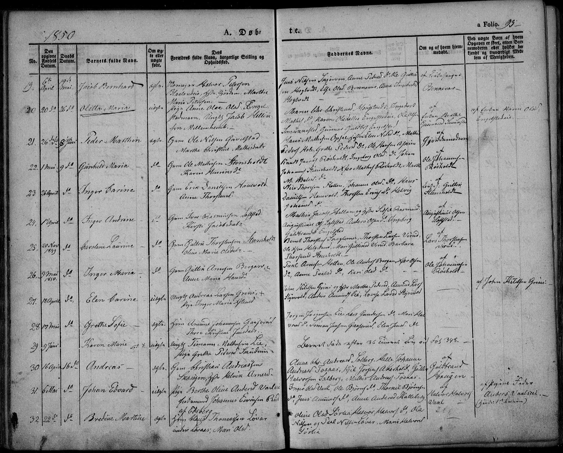 Lardal kirkebøker, SAKO/A-350/F/Fa/L0006: Parish register (official) no. I 6, 1835-1860, p. 95