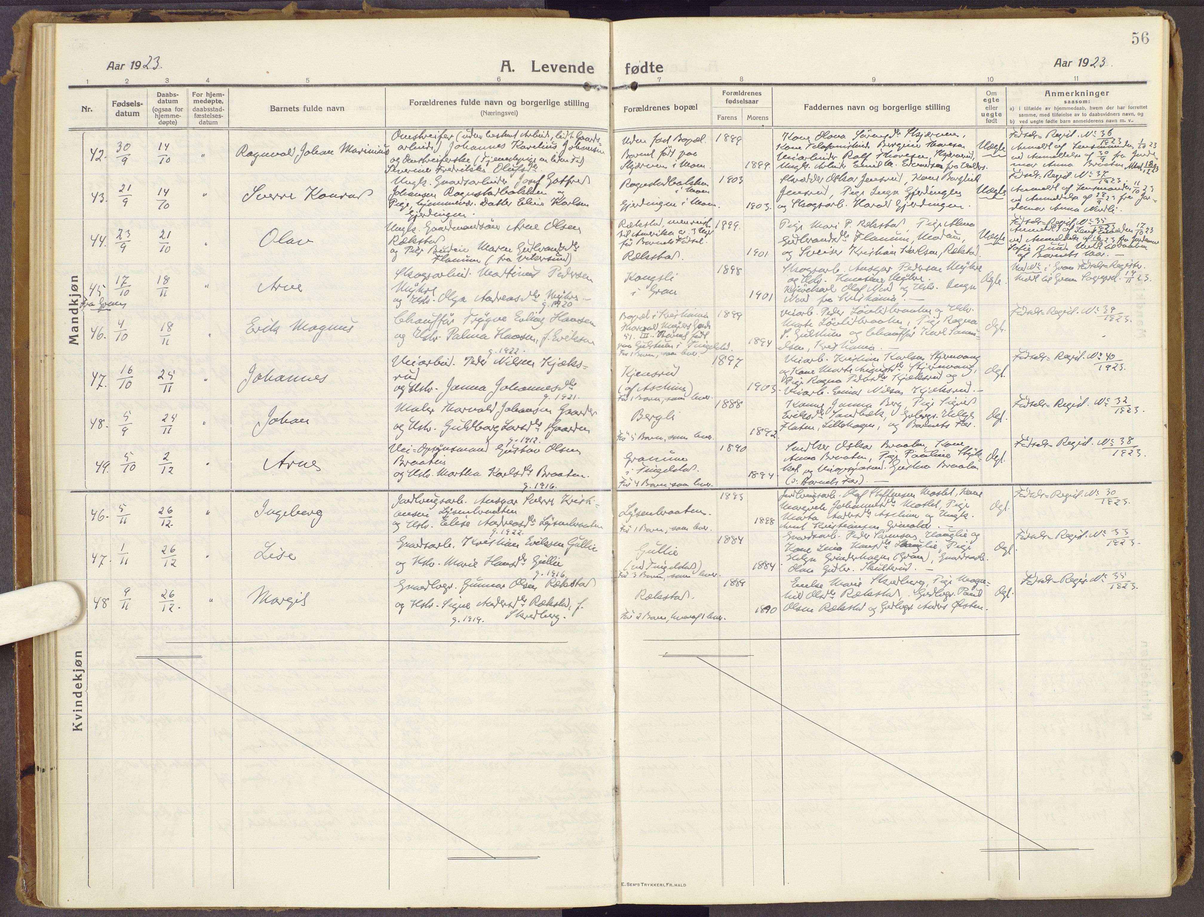 Brandbu prestekontor, SAH/PREST-114/H/Ha/Haa/L0003: Parish register (official) no. 3, 1914-1928, p. 56