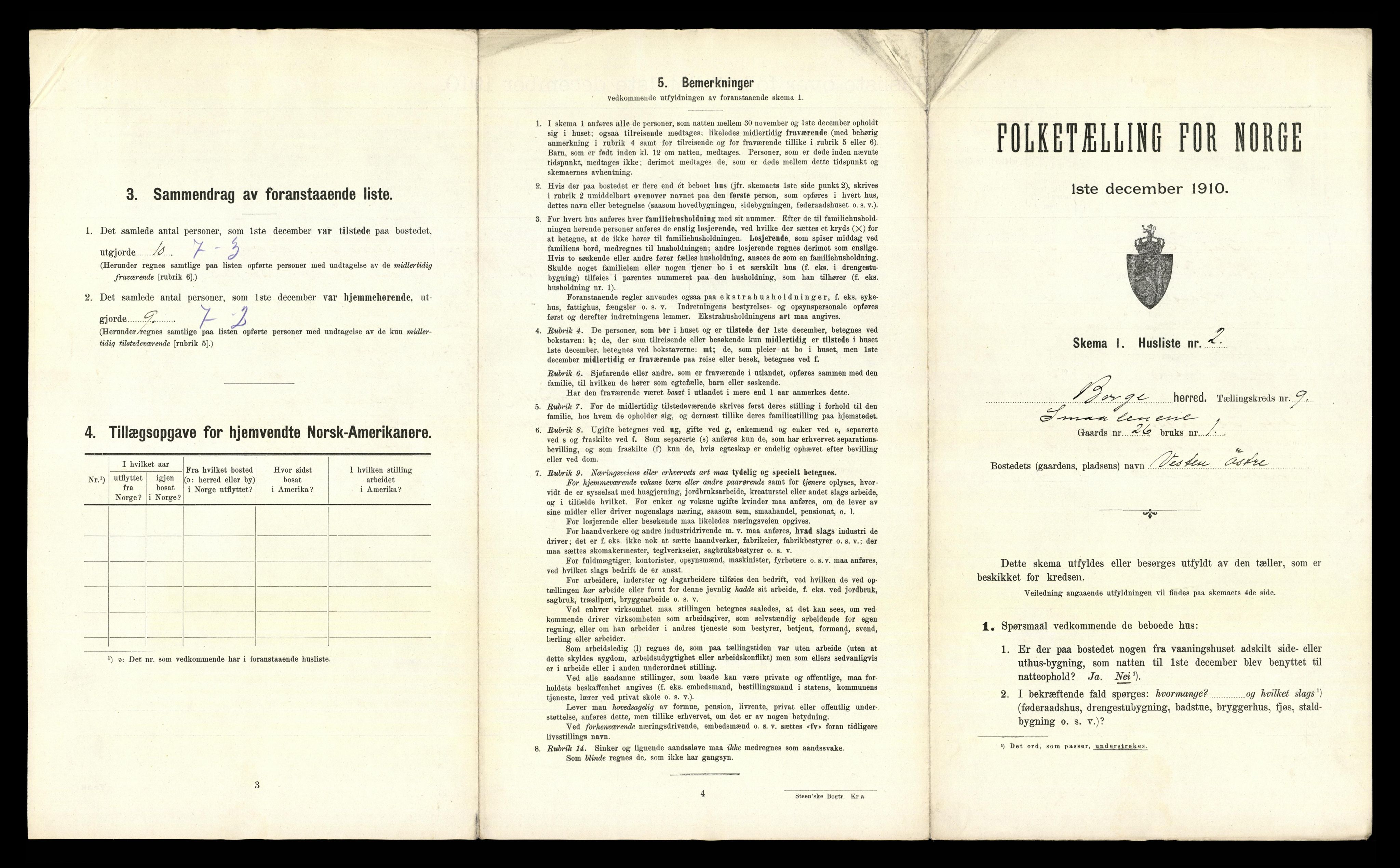 RA, 1910 census for Borge, 1910, p. 1206