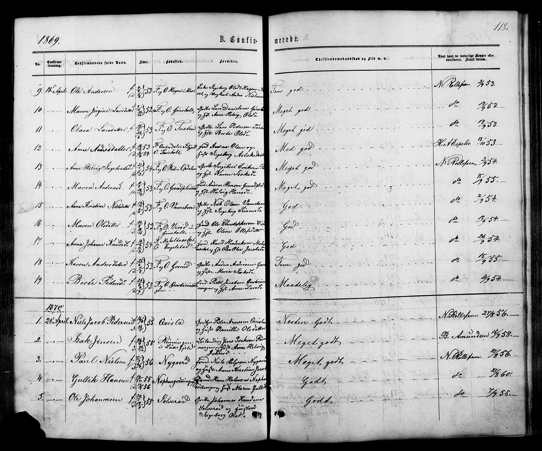 Siljan kirkebøker, SAKO/A-300/G/Ga/L0002: Parish register (copy) no. 2, 1864-1908, p. 118