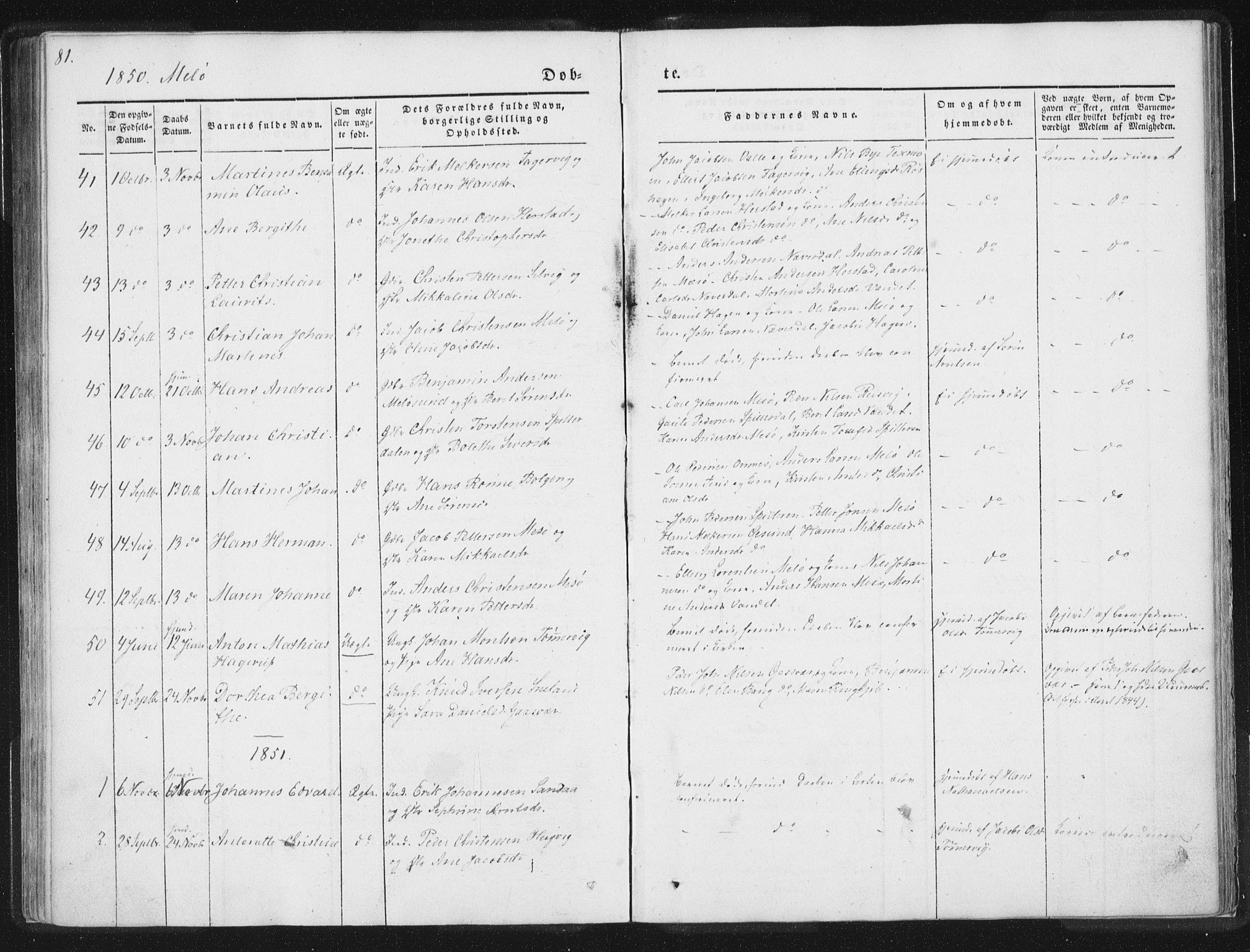 Ministerialprotokoller, klokkerbøker og fødselsregistre - Nordland, SAT/A-1459/841/L0602: Parish register (official) no. 841A08 /2, 1845-1859, p. 81