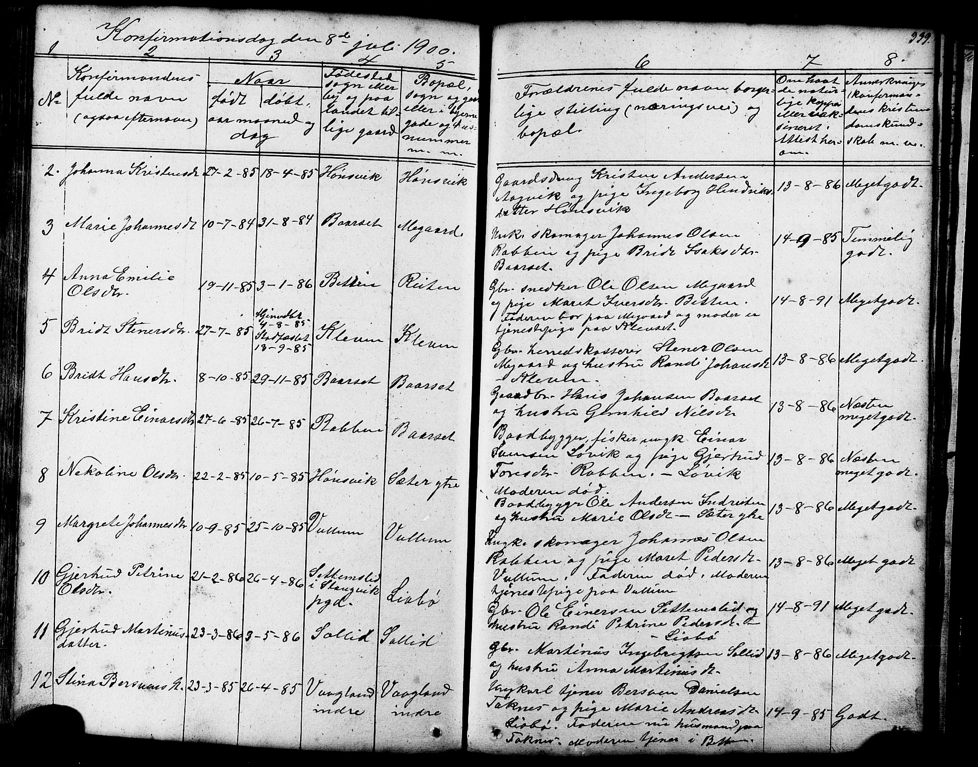 Ministerialprotokoller, klokkerbøker og fødselsregistre - Møre og Romsdal, AV/SAT-A-1454/576/L0890: Parish register (copy) no. 576C01, 1837-1908, p. 339