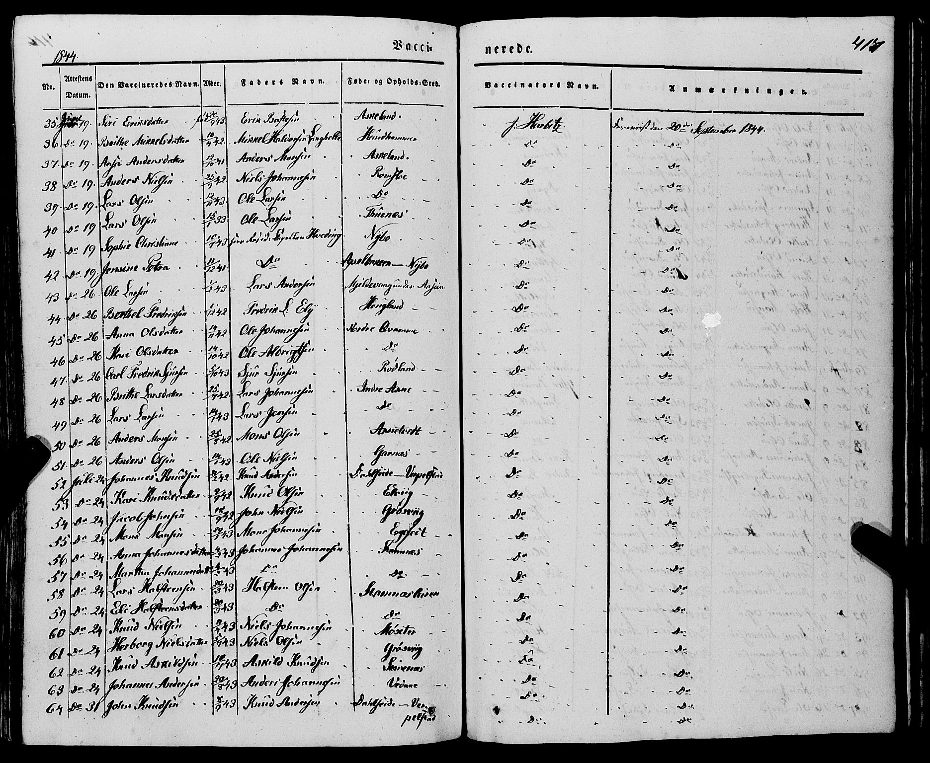 Haus sokneprestembete, AV/SAB-A-75601/H/Haa: Parish register (official) no. A 15, 1838-1847, p. 417