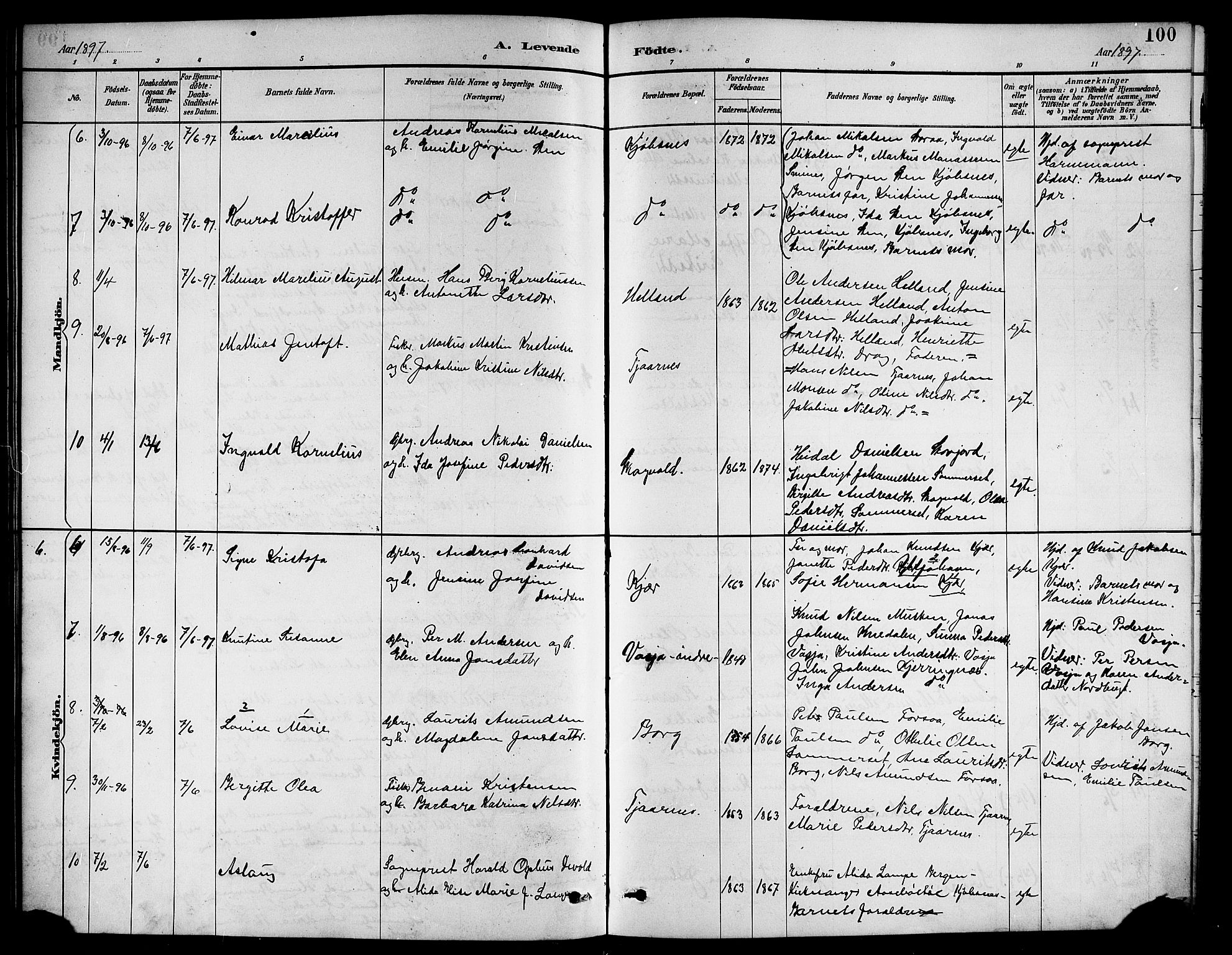 Ministerialprotokoller, klokkerbøker og fødselsregistre - Nordland, AV/SAT-A-1459/861/L0876: Parish register (copy) no. 861C02, 1887-1903, p. 100