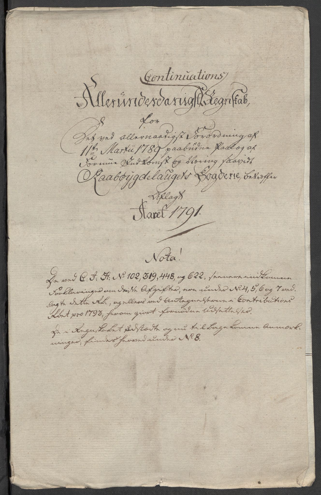 Rentekammeret inntil 1814, Reviderte regnskaper, Mindre regnskaper, AV/RA-EA-4068/Rf/Rfe/L0040: Ryfylke fogderi, Råbyggelaget fogderi, Salten fogderi, 1789, p. 190