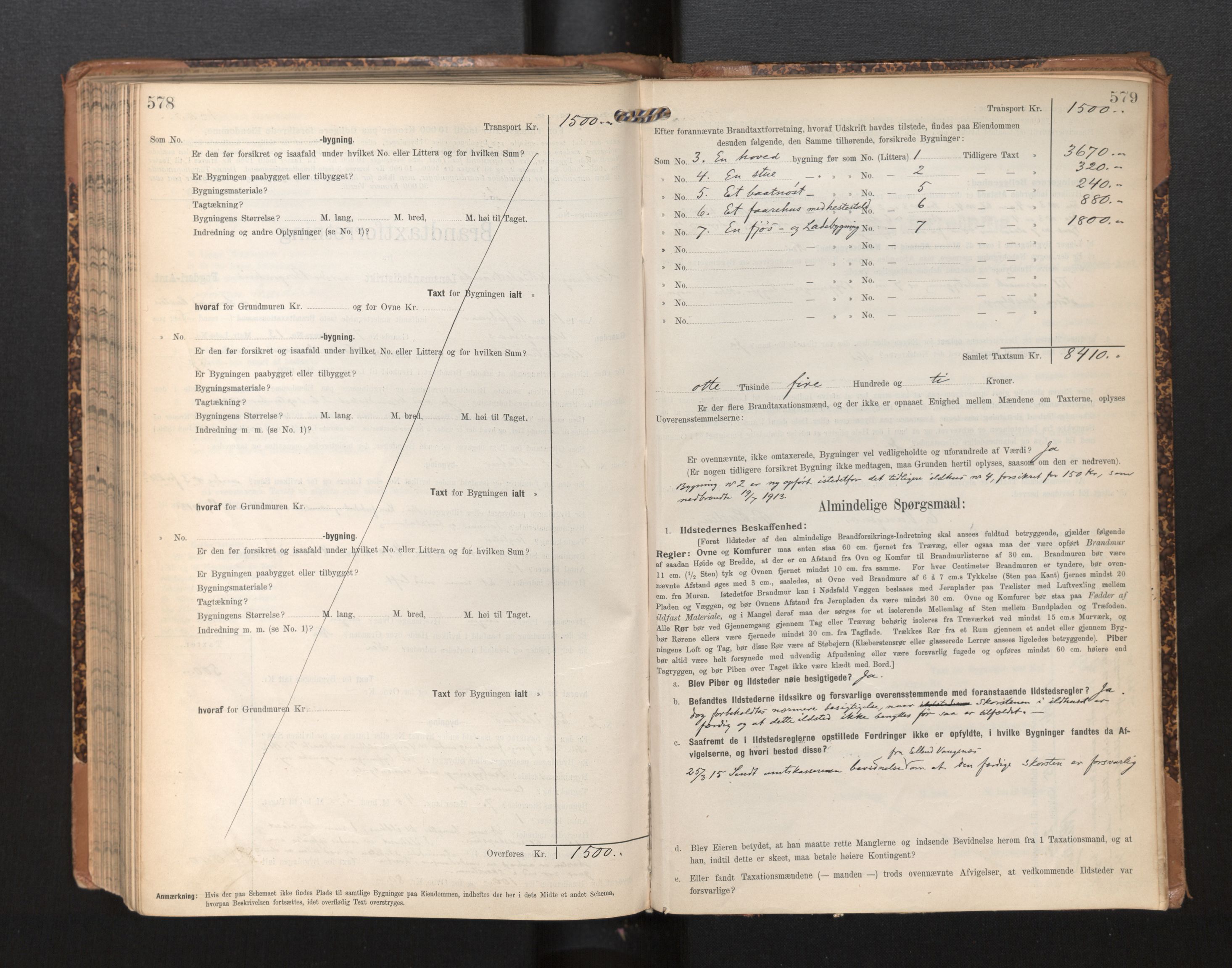 Lensmannen i Leikanger, AV/SAB-A-29201/0012/L0005: Branntakstprotokoll, skjematakst, 1907-1917, p. 578-579