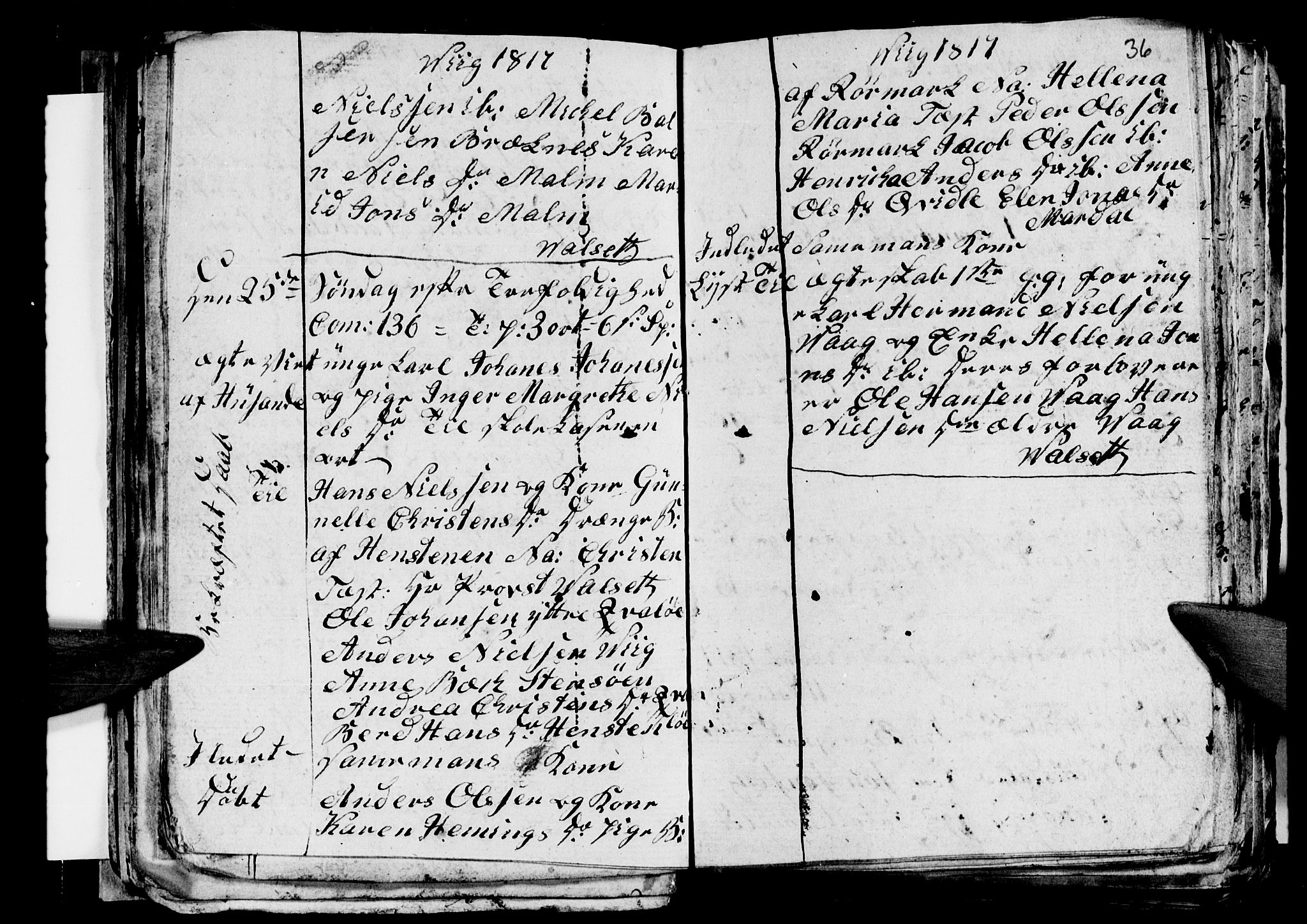 Ministerialprotokoller, klokkerbøker og fødselsregistre - Nordland, AV/SAT-A-1459/812/L0185: Parish register (copy) no. 812C03, 1815-1837, p. 36