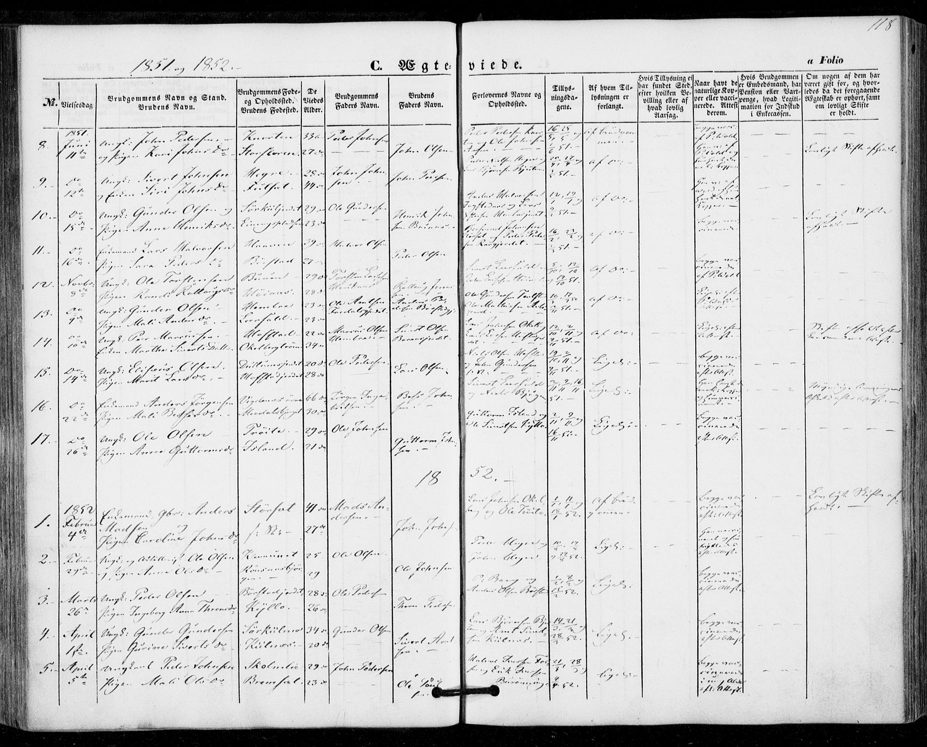Ministerialprotokoller, klokkerbøker og fødselsregistre - Nord-Trøndelag, SAT/A-1458/703/L0028: Parish register (official) no. 703A01, 1850-1862, p. 118