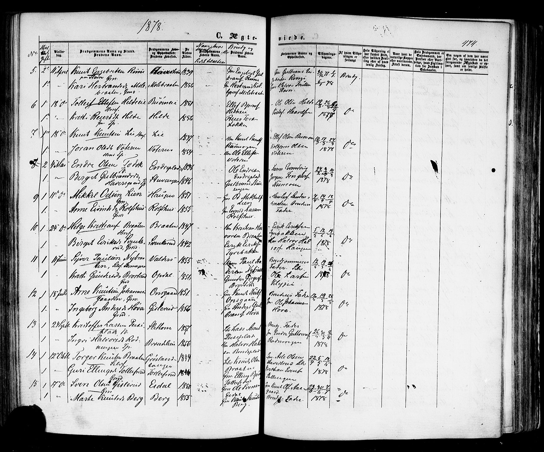 Nes kirkebøker, AV/SAKO-A-236/F/Fa/L0010: Parish register (official) no. 10, 1864-1880, p. 474