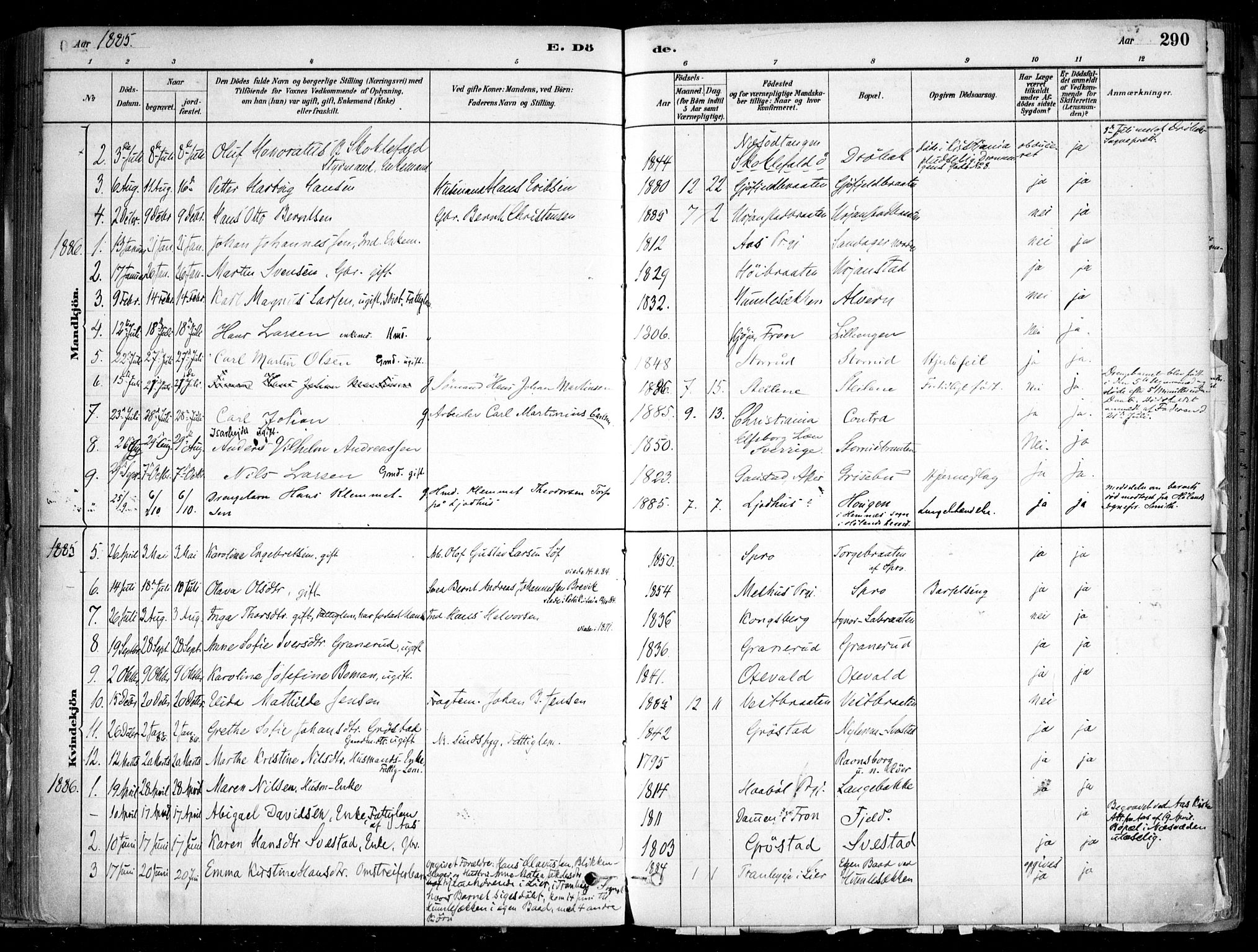 Nesodden prestekontor Kirkebøker, SAO/A-10013/F/Fa/L0009: Parish register (official) no. I 9, 1880-1915, p. 290