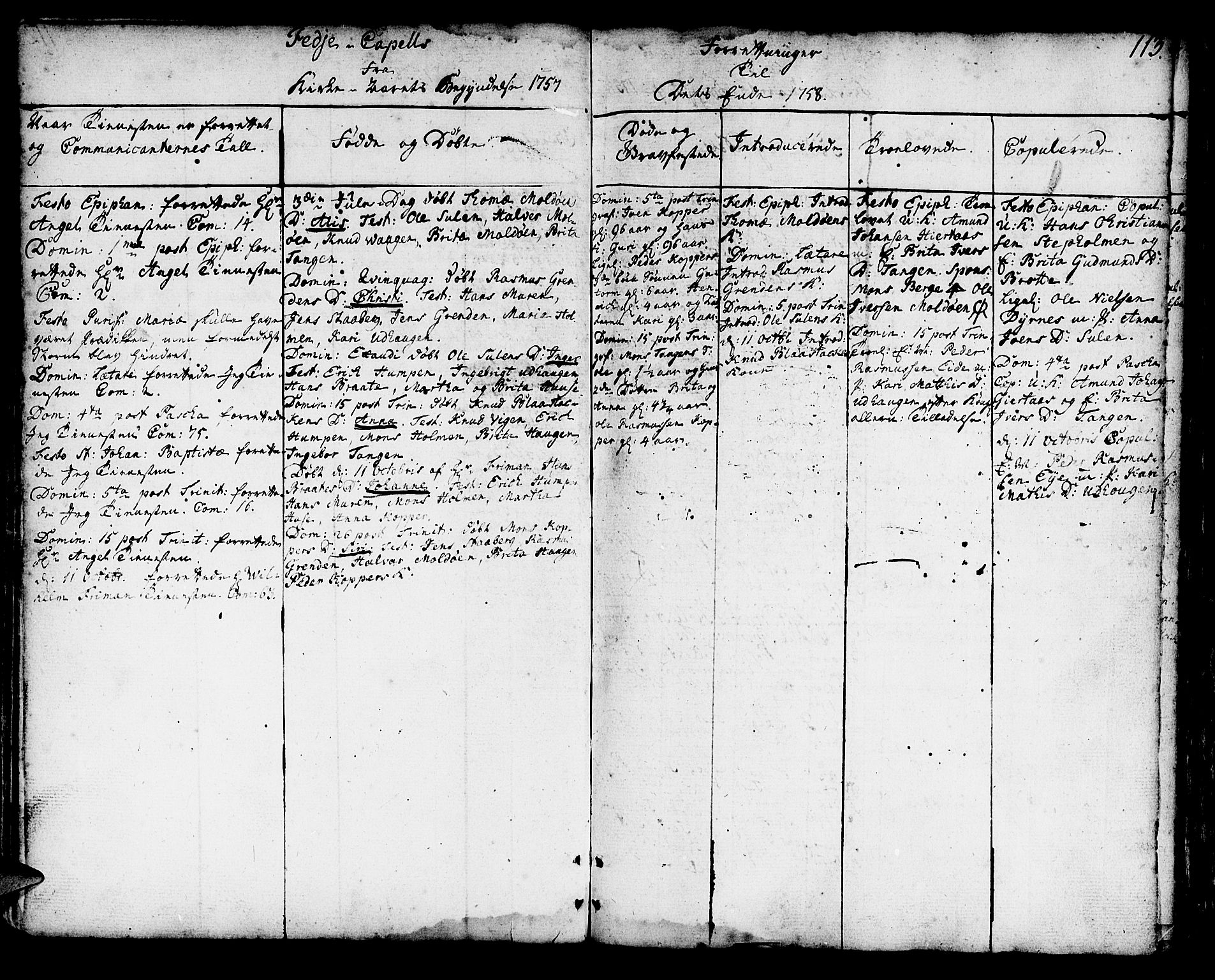 Lindås Sokneprestembete, SAB/A-76701/H/Haa: Parish register (official) no. A 3, 1748-1764, p. 113