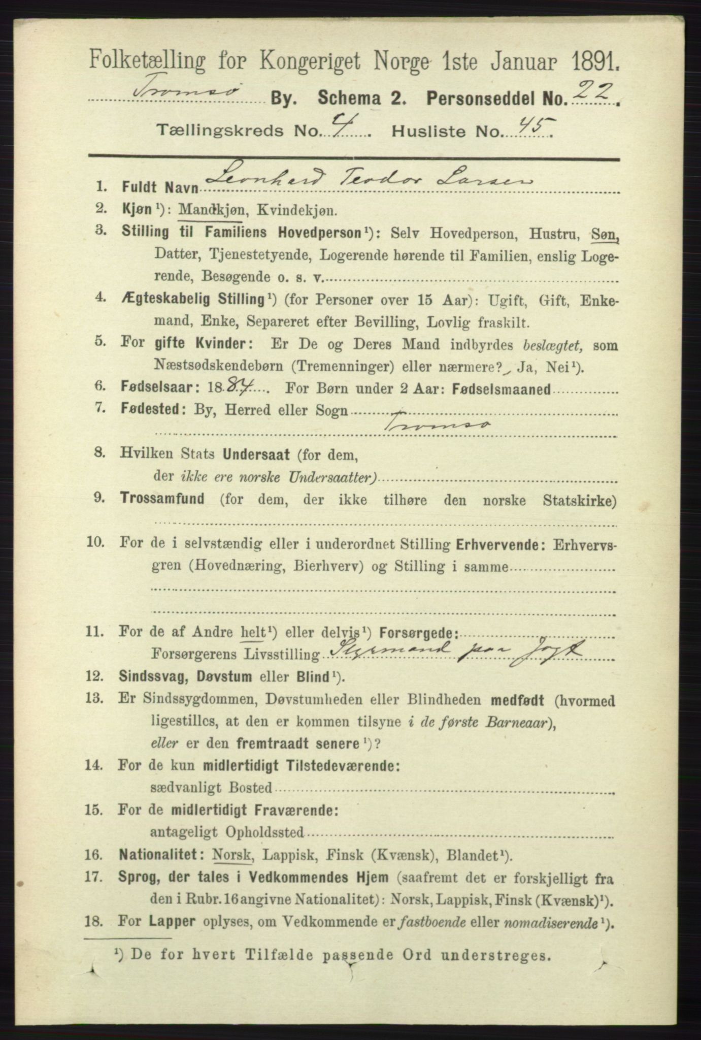 RA, 1891 census for 1902 Tromsø, 1891, p. 4718