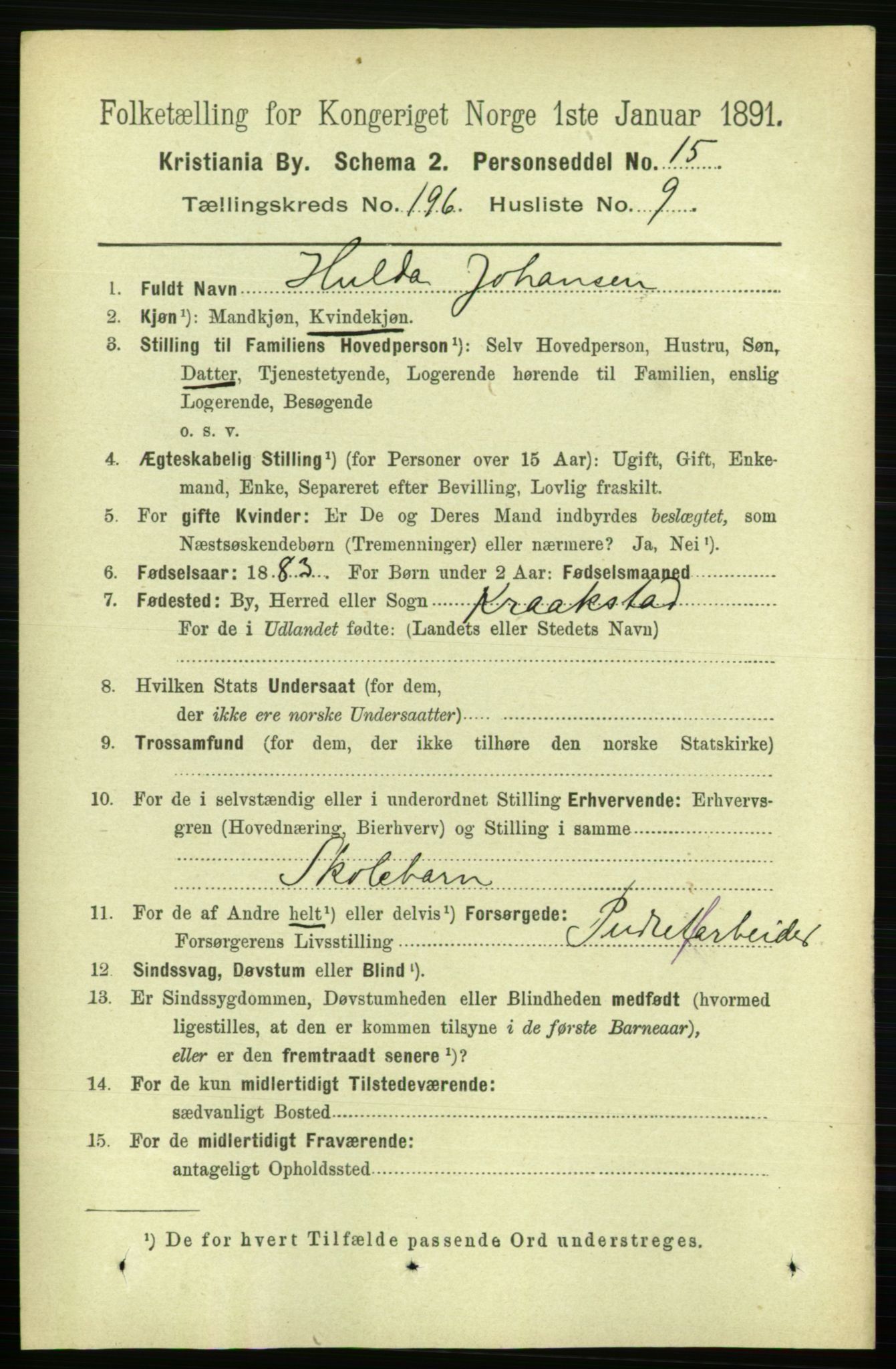 RA, 1891 census for 0301 Kristiania, 1891, p. 118614