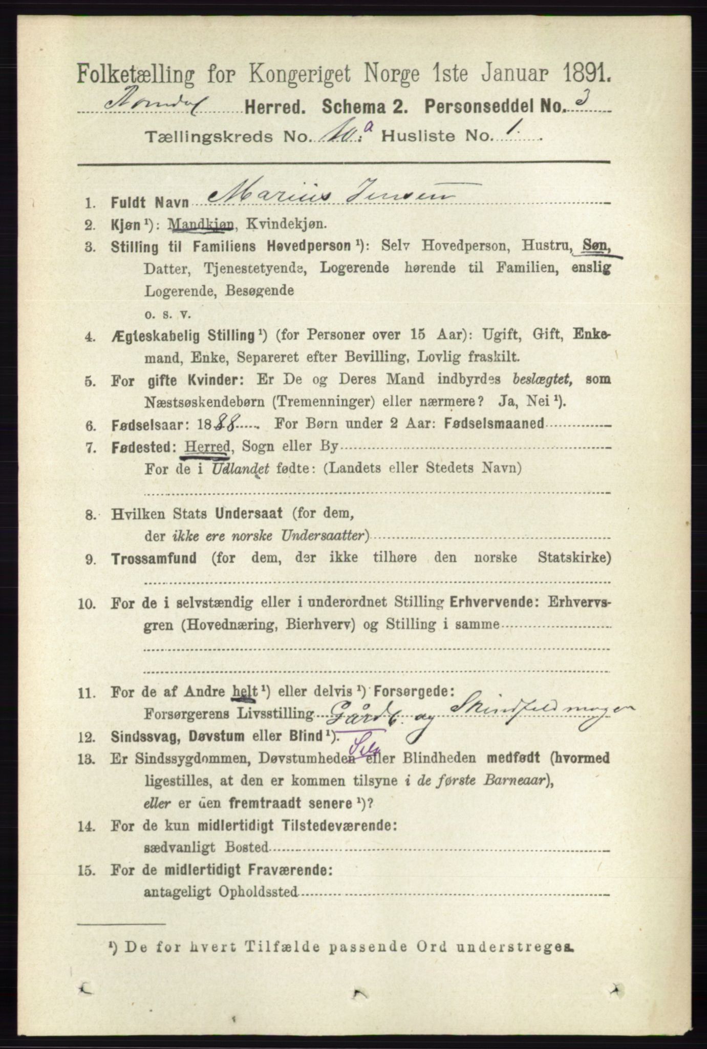 RA, 1891 census for 0416 Romedal, 1891, p. 4813