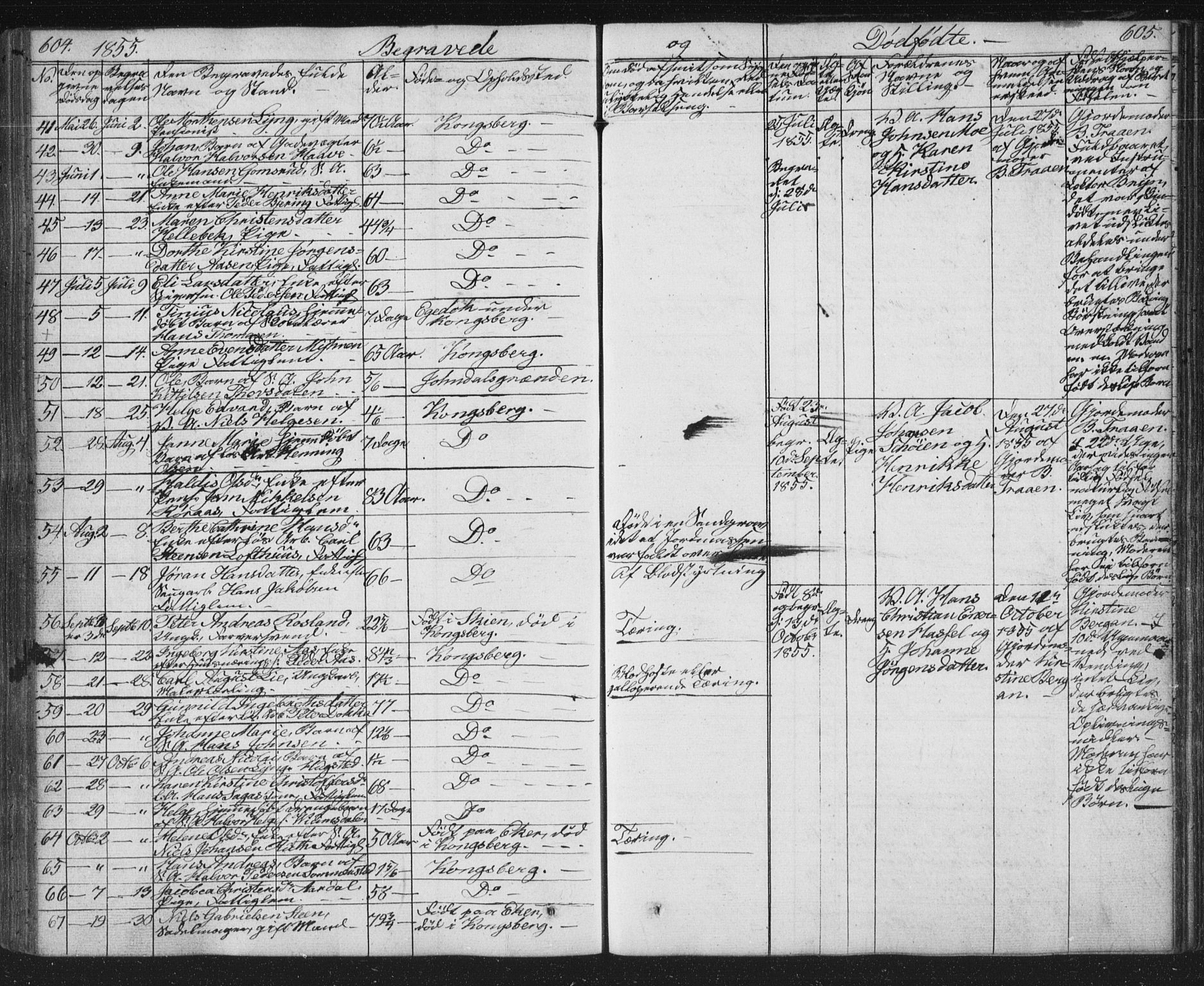 Kongsberg kirkebøker, AV/SAKO-A-22/G/Ga/L0002: Parish register (copy) no. 2, 1839-1858, p. 604-605