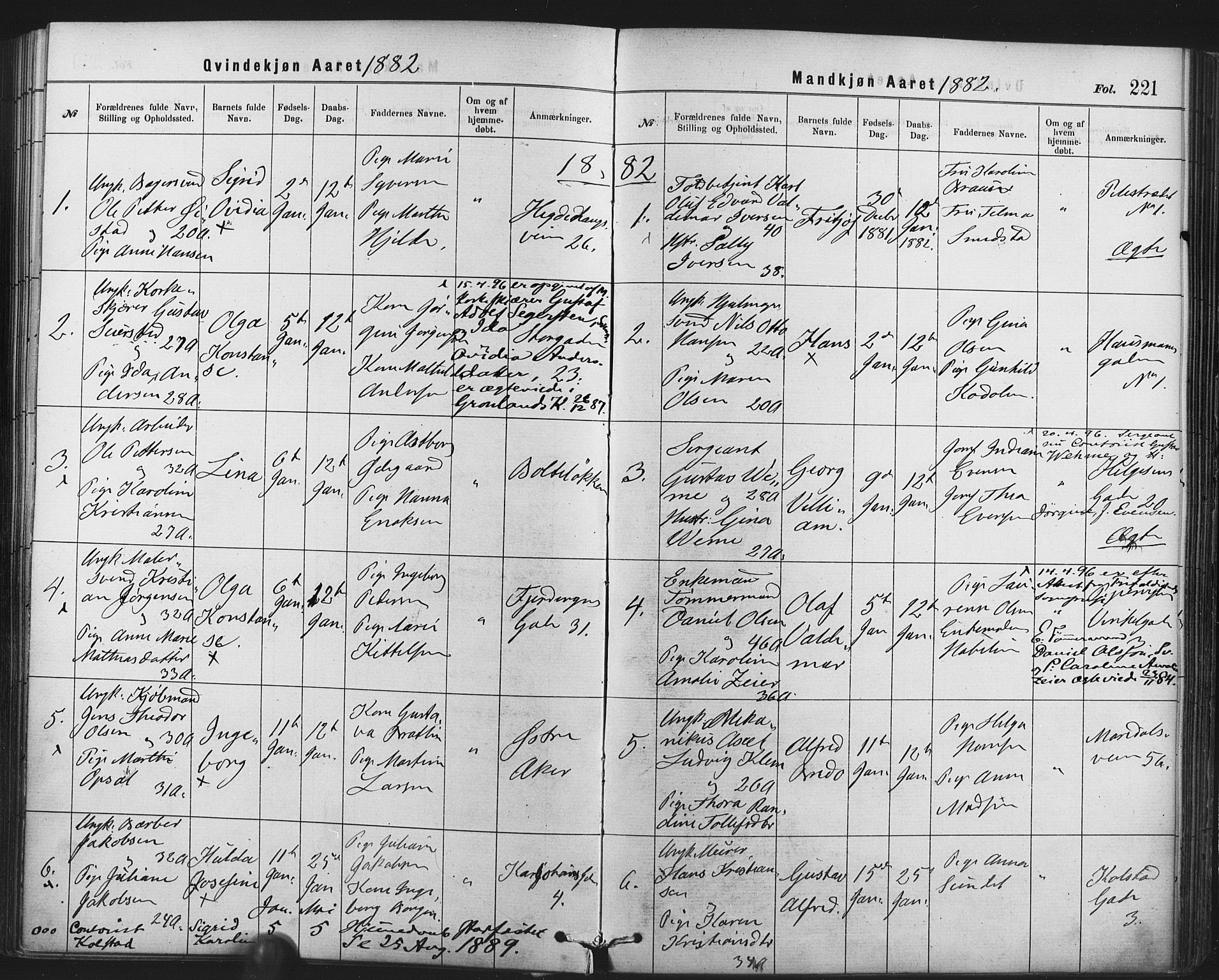 Rikshospitalet prestekontor Kirkebøker, AV/SAO-A-10309b/F/L0006: Parish register (official) no. 6, 1871-1885, p. 221