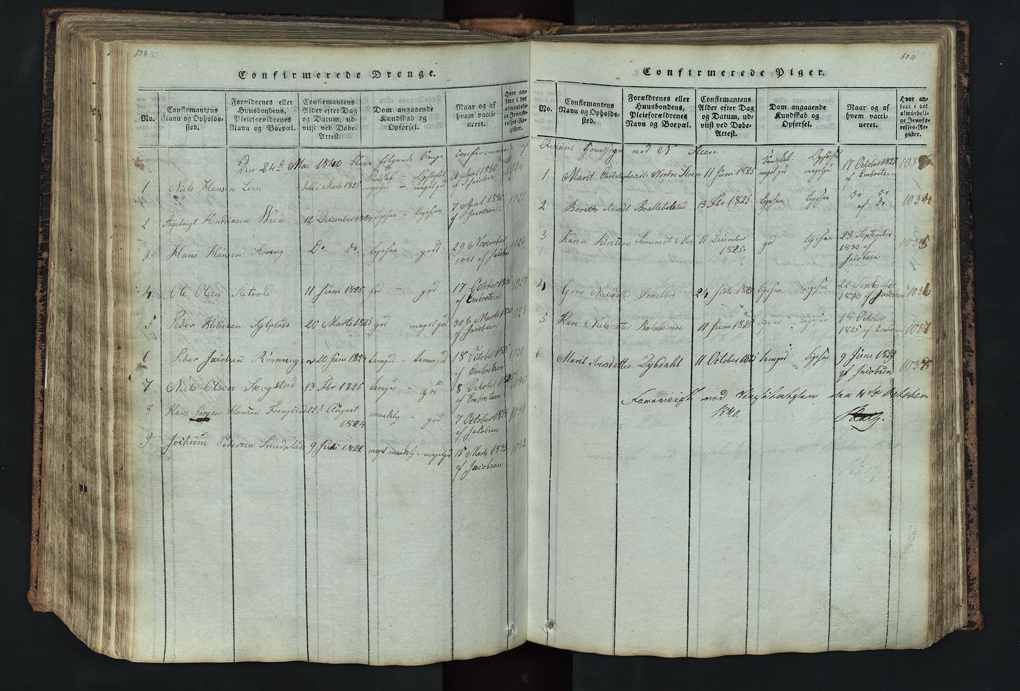 Kvikne prestekontor, AV/SAH-PREST-064/H/Ha/Hab/L0001: Parish register (copy) no. 1, 1815-1895, p. 503-504