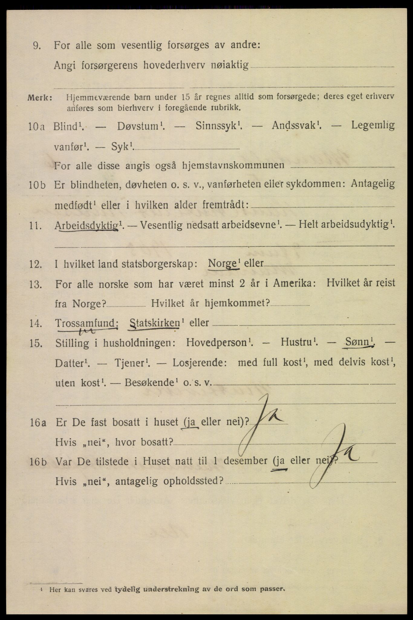 SAK, 1920 census for Mandal, 1920, p. 9160