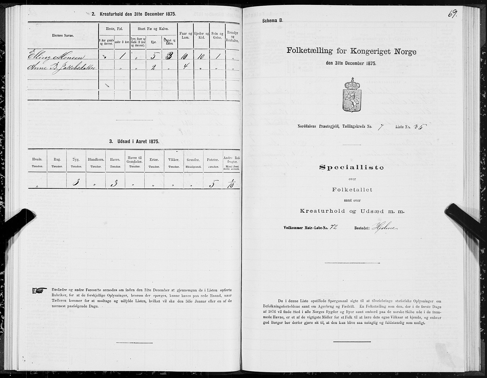 SAT, 1875 census for 1524P Norddal, 1875, p. 4069