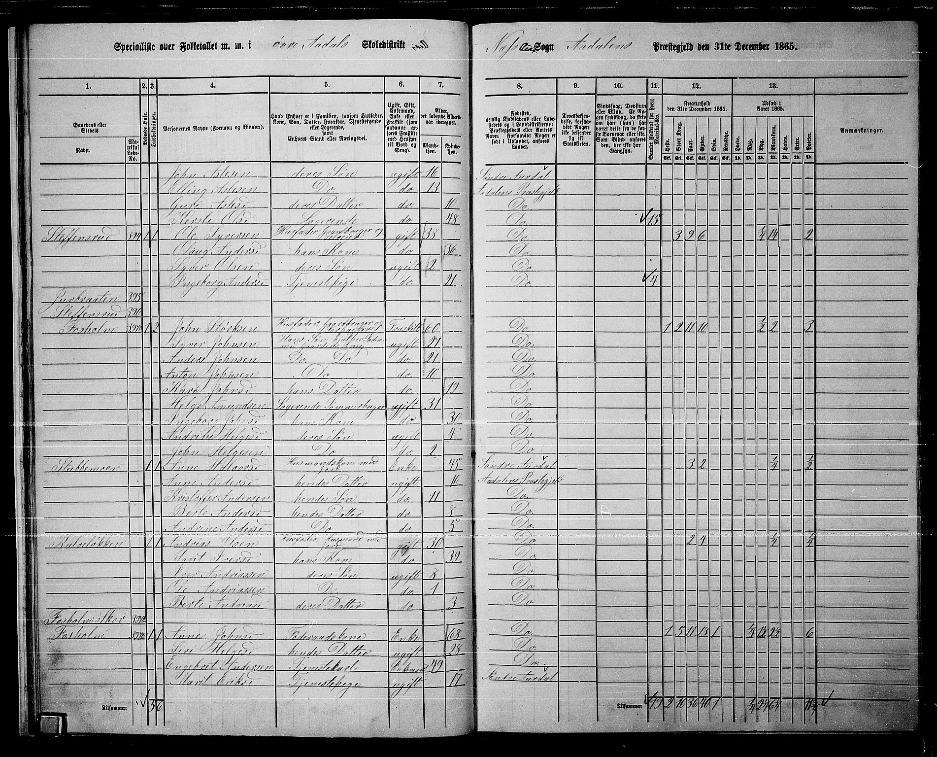 RA, 1865 census for Ådal, 1865, p. 26