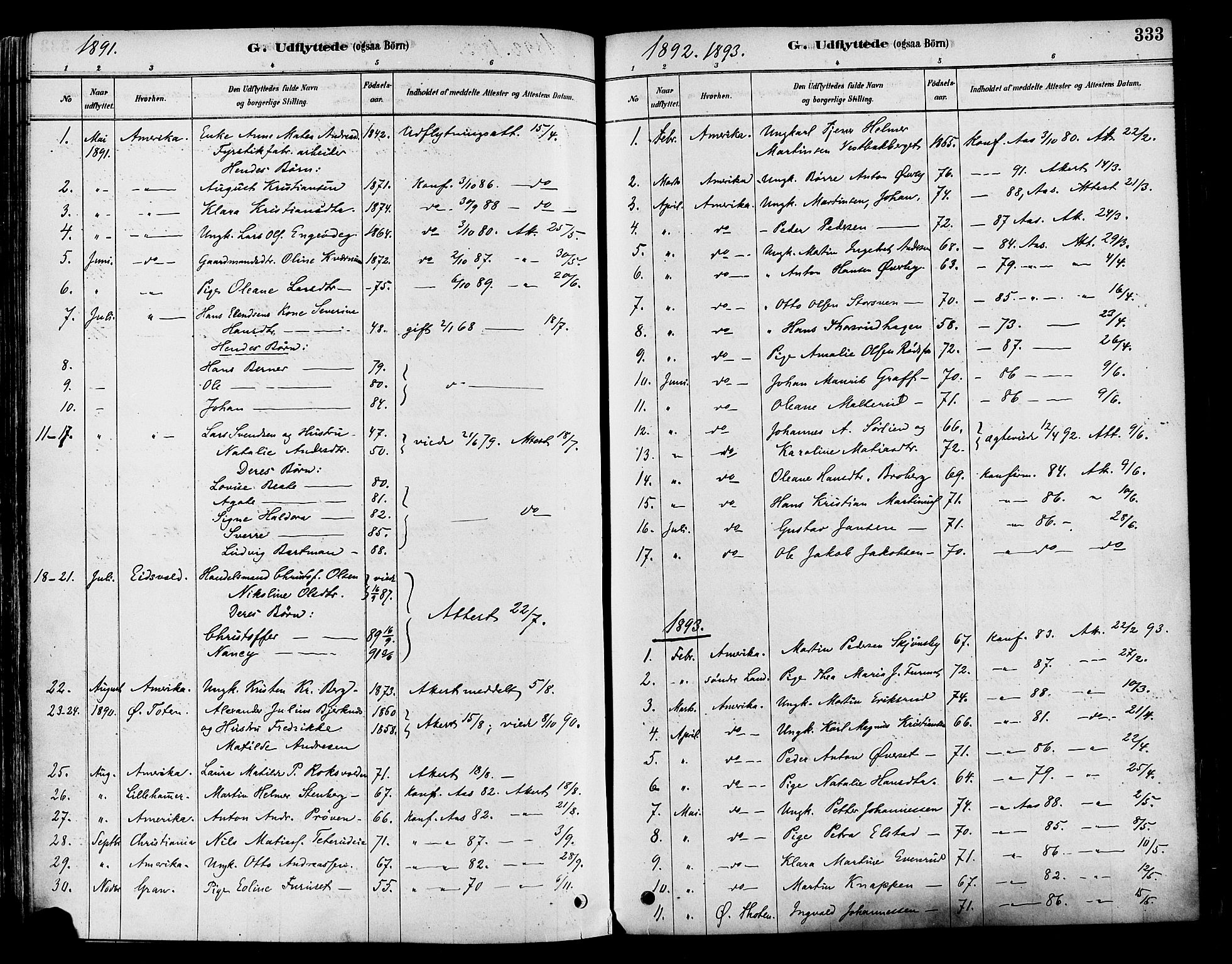 Vestre Toten prestekontor, SAH/PREST-108/H/Ha/Haa/L0009: Parish register (official) no. 9, 1878-1894, p. 333