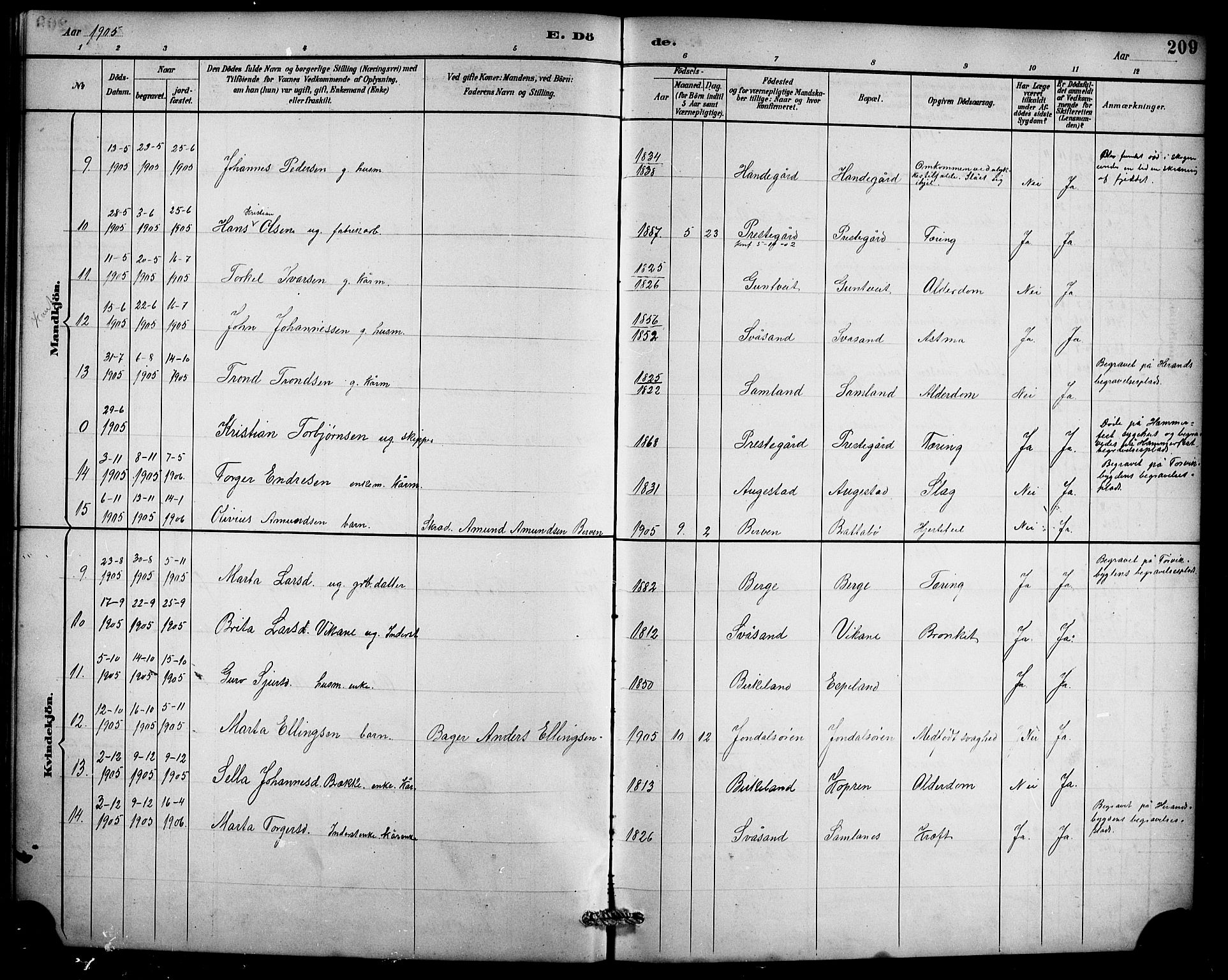 Ullensvang sokneprestembete, AV/SAB-A-78701/H/Hab: Parish register (copy) no. D 1, 1891-1908, p. 209